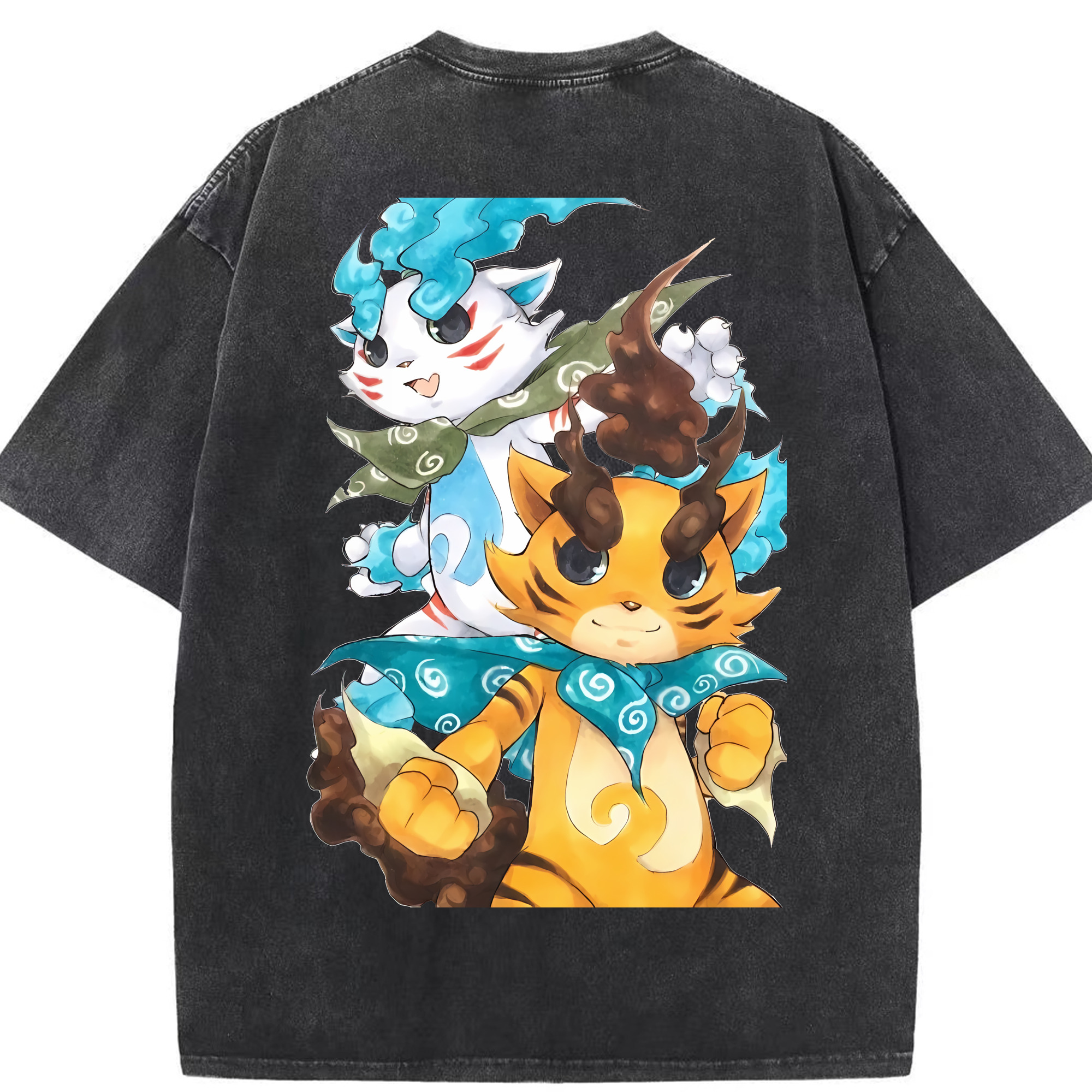 （画像用） 妖怪ウォッチ Yo-kai Watch 綿100% ヴィンテージ風 半袖Tシャツ（背面プリント）