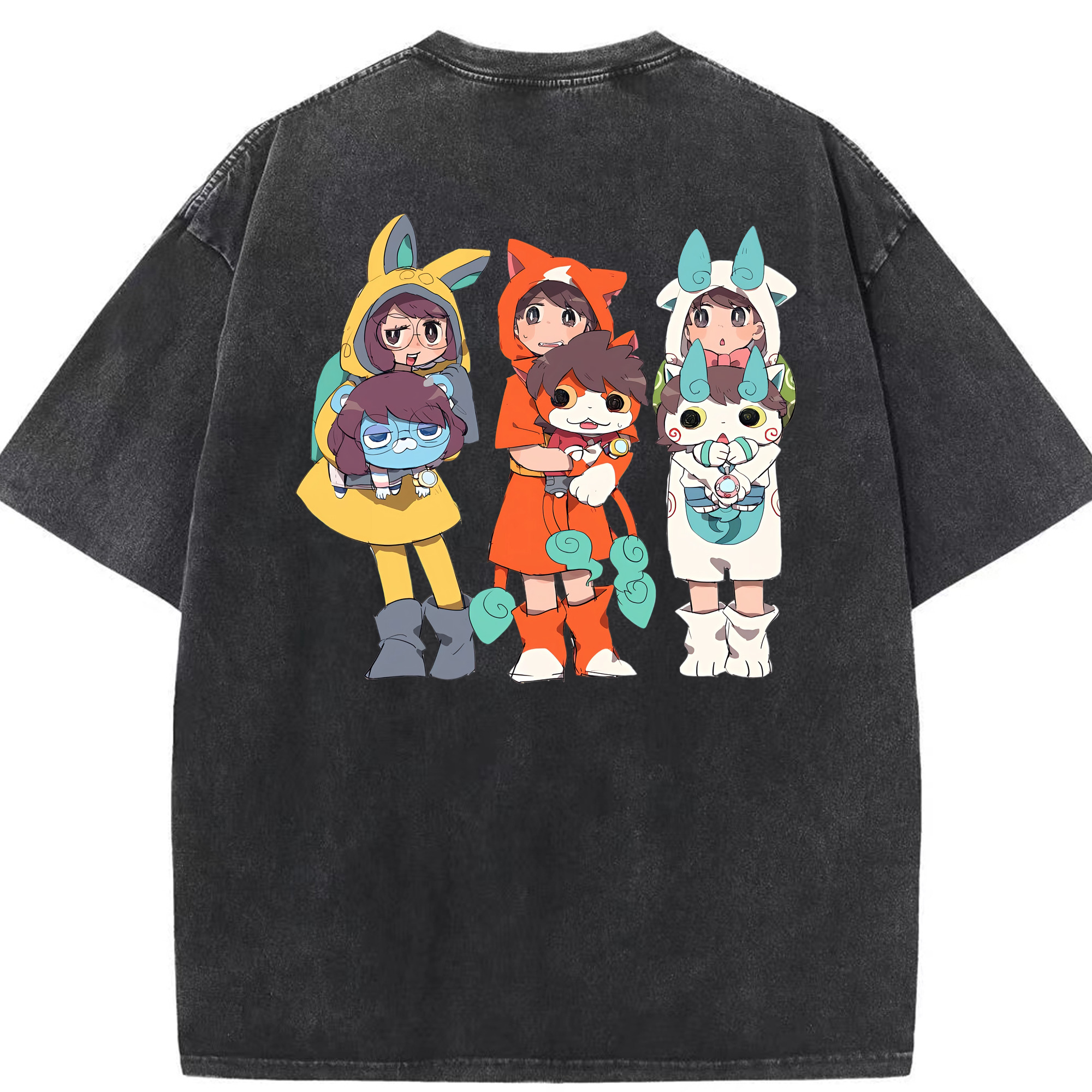 （画像用） 妖怪ウォッチ Yo-kai Watch 綿100% ヴィンテージ風 半袖Tシャツ（背面プリント）