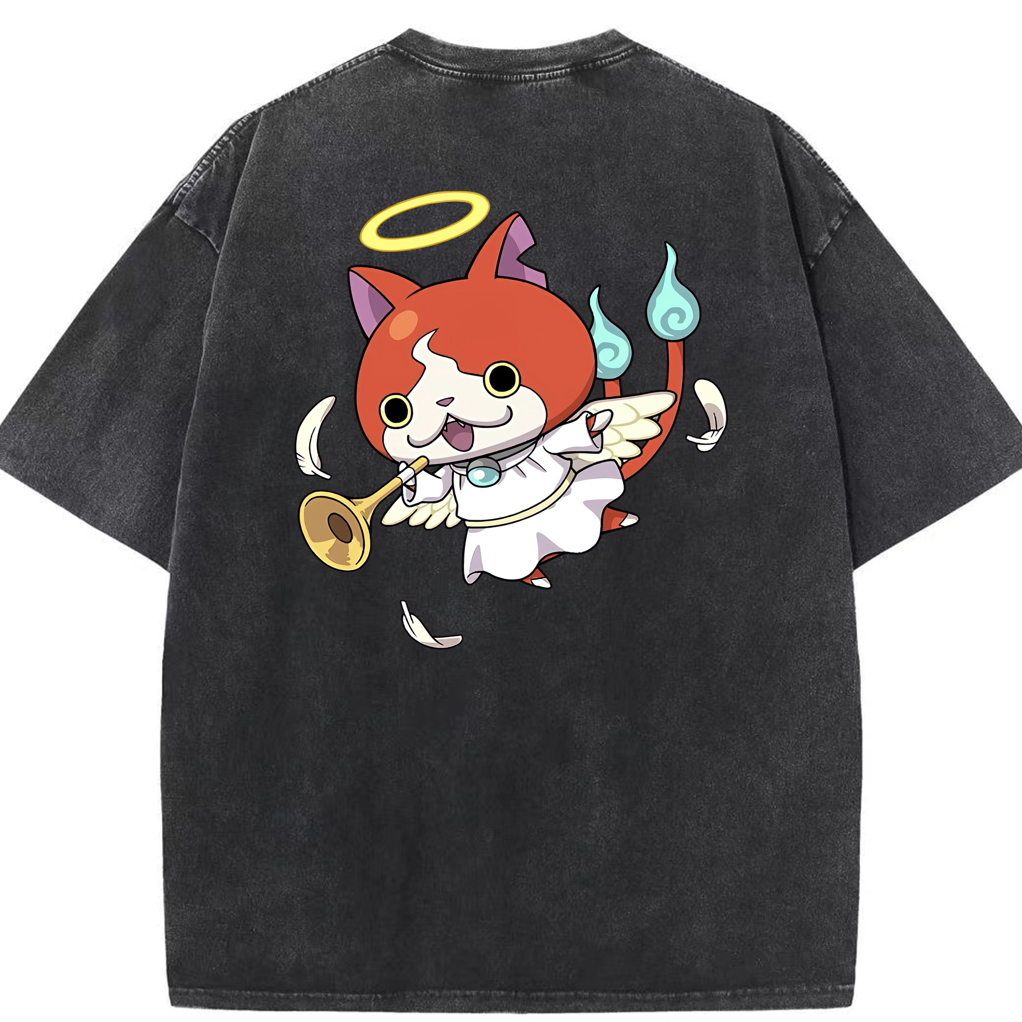 （画像用） 妖怪ウォッチ Yo-kai Watch 綿100% ヴィンテージ風 半袖Tシャツ（背面プリント）