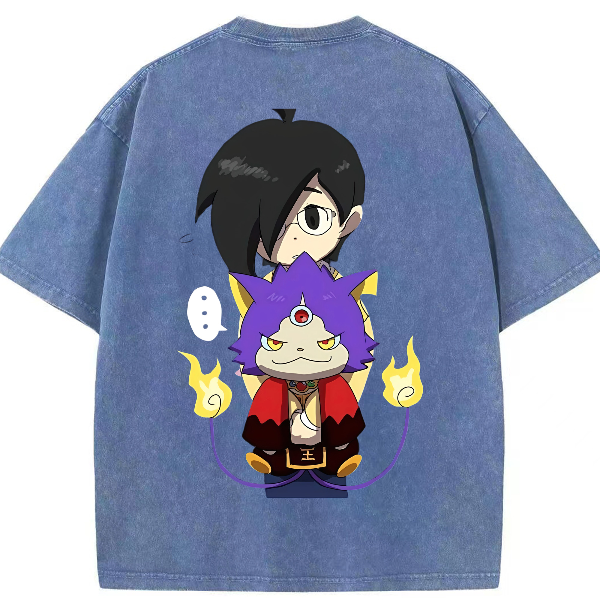 （画像用） 妖怪ウォッチ Yo-kai Watch 綿100% ヴィンテージ風 半袖Tシャツ（背面プリント）