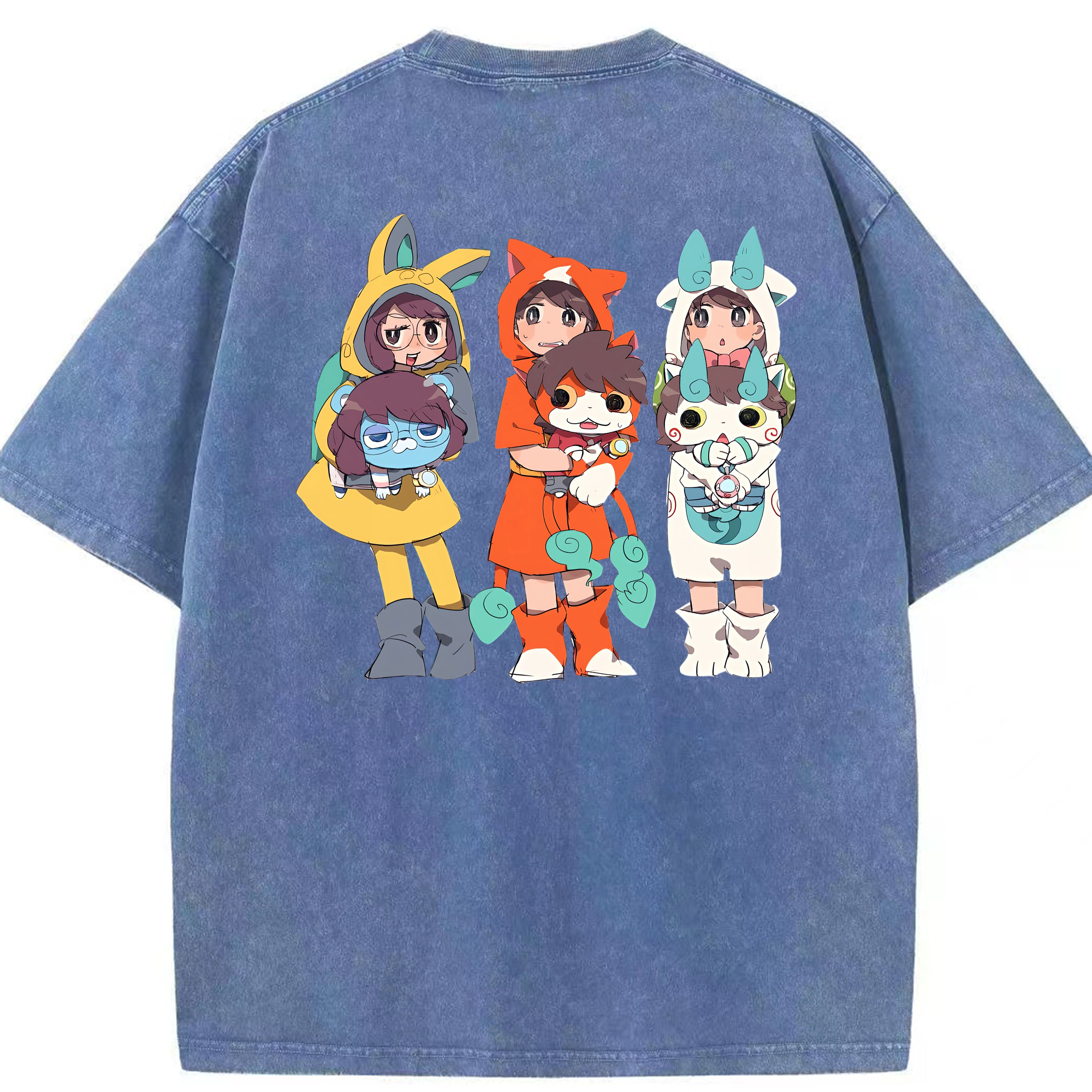 （画像用） 妖怪ウォッチ Yo-kai Watch 綿100% ヴィンテージ風 半袖Tシャツ（背面プリント）