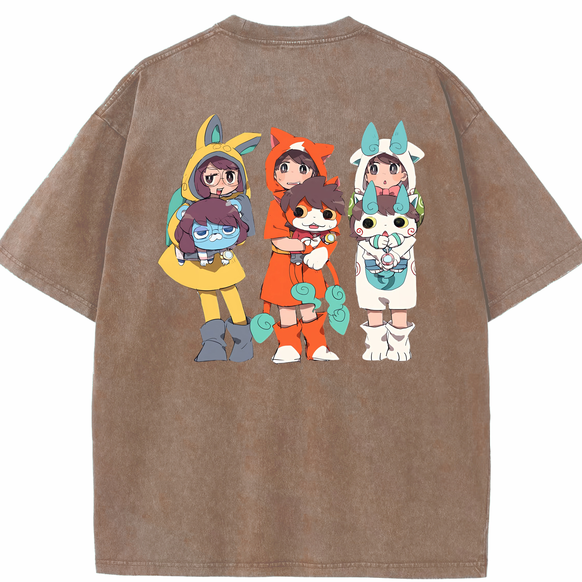（画像用） 妖怪ウォッチ Yo-kai Watch 綿100% ヴィンテージ風 半袖Tシャツ（背面プリント）