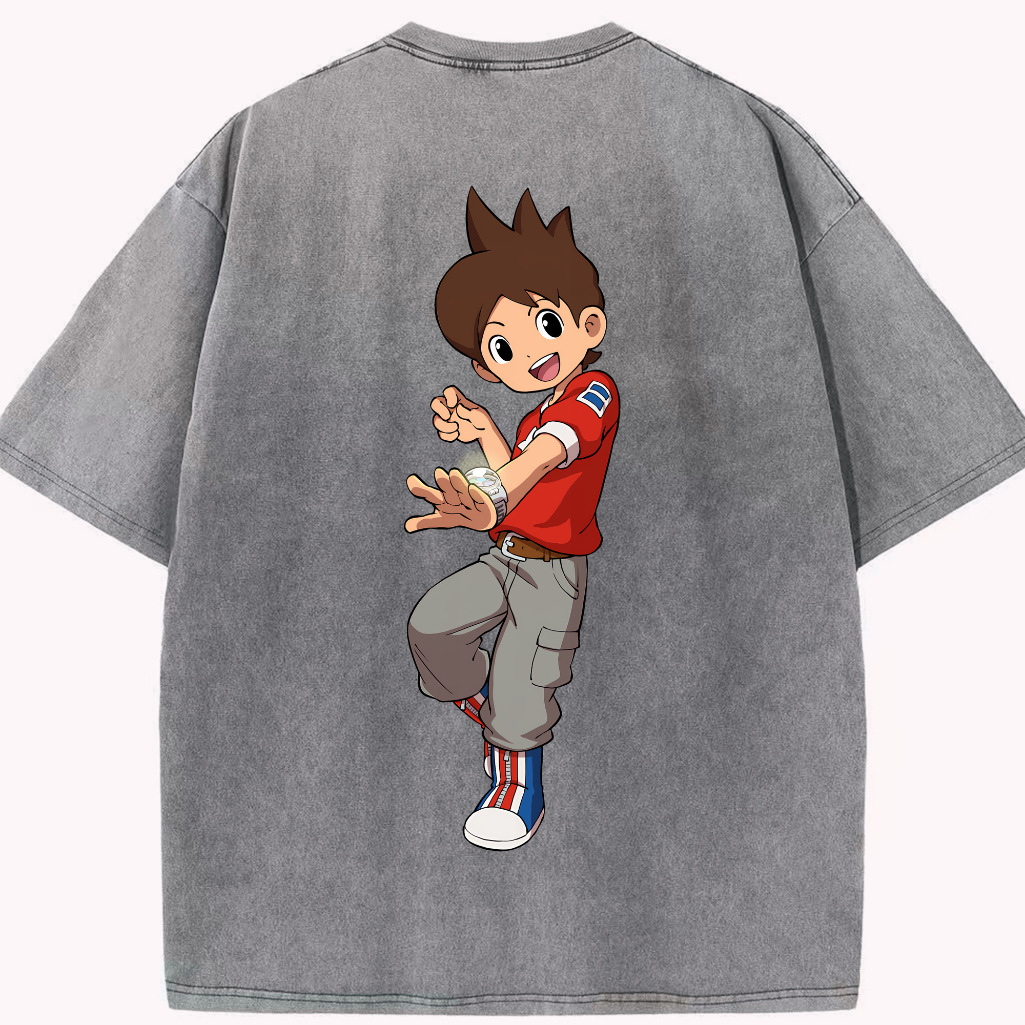 （画像用） 妖怪ウォッチ Yo-kai Watch 綿100% ヴィンテージ風 半袖Tシャツ（背面プリント）