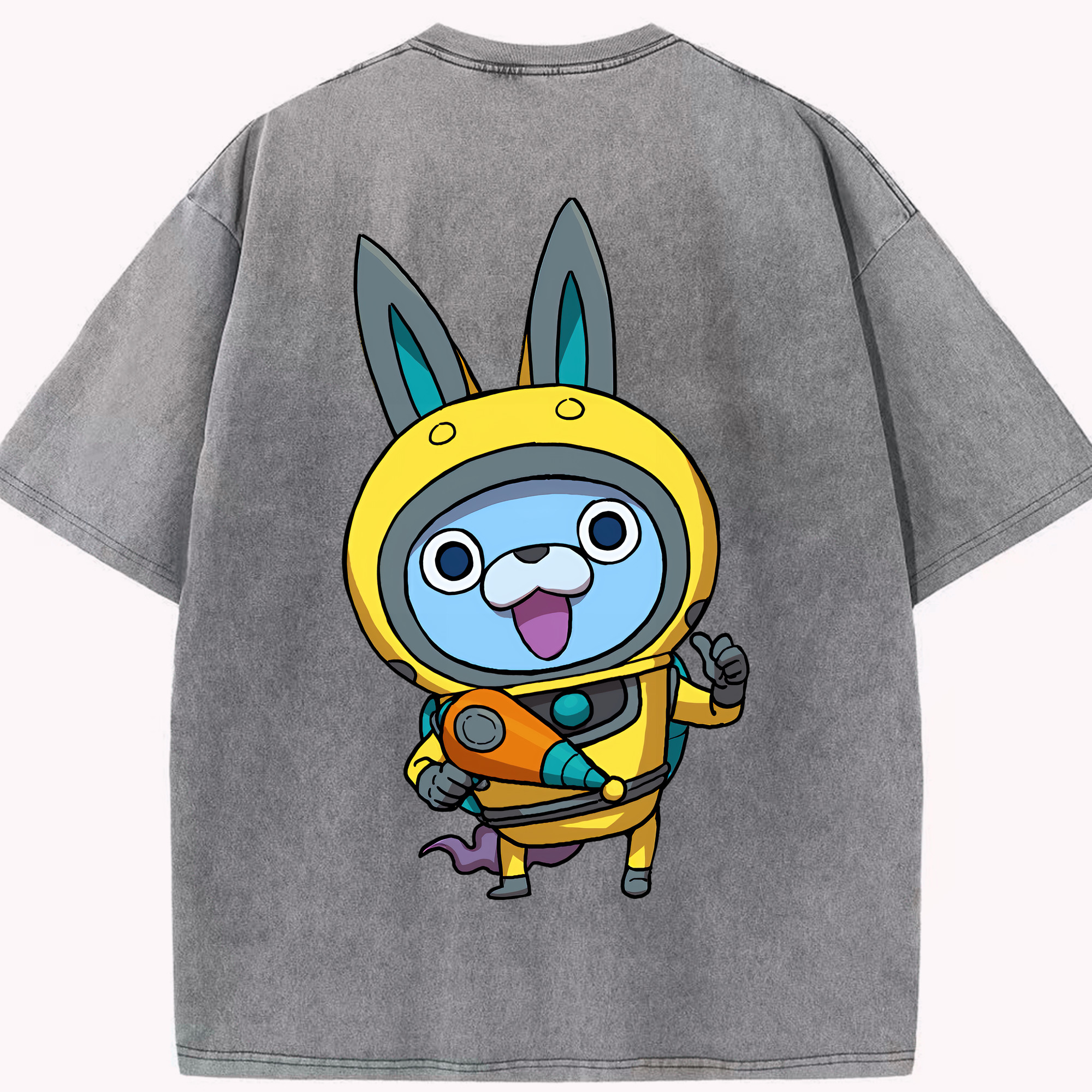 （画像用） 妖怪ウォッチ Yo-kai Watch 綿100% ヴィンテージ風 半袖Tシャツ（背面プリント）