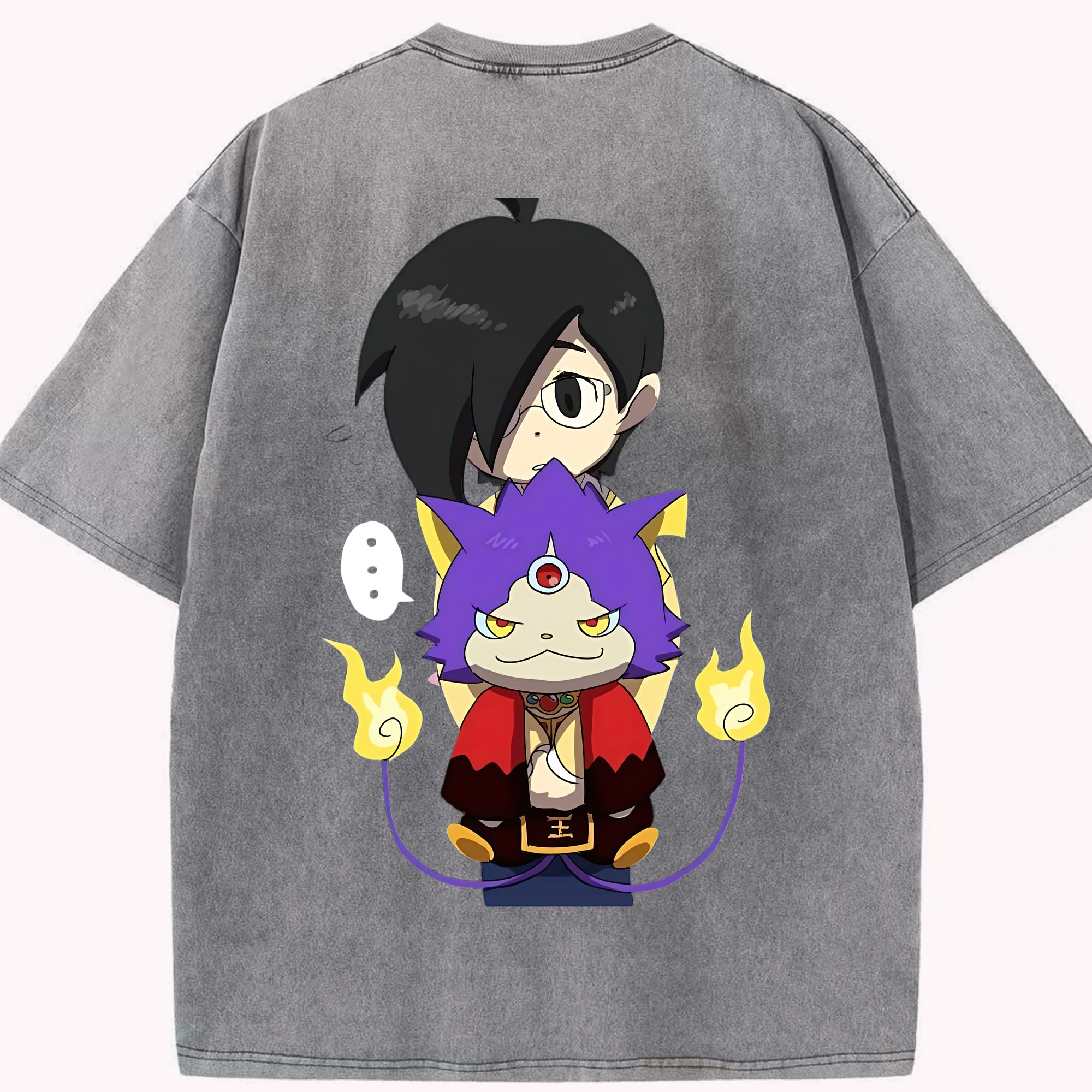 （画像用） 妖怪ウォッチ Yo-kai Watch 綿100% ヴィンテージ風 半袖Tシャツ（背面プリント）