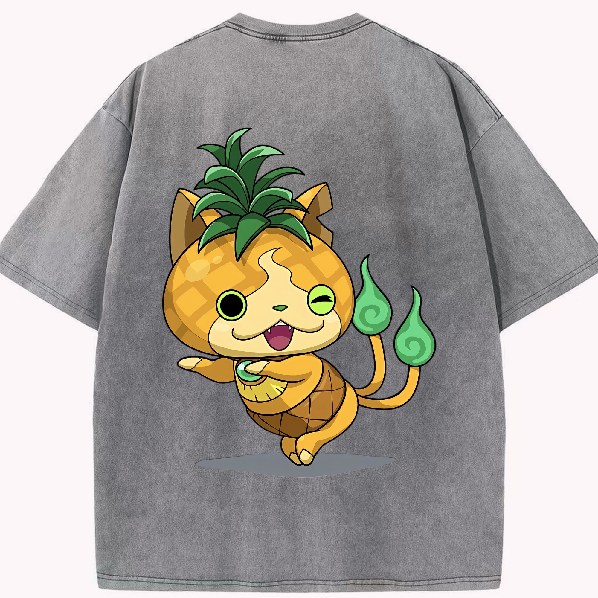 （画像用） 妖怪ウォッチ Yo-kai Watch 綿100% ヴィンテージ風 半袖Tシャツ（背面プリント）