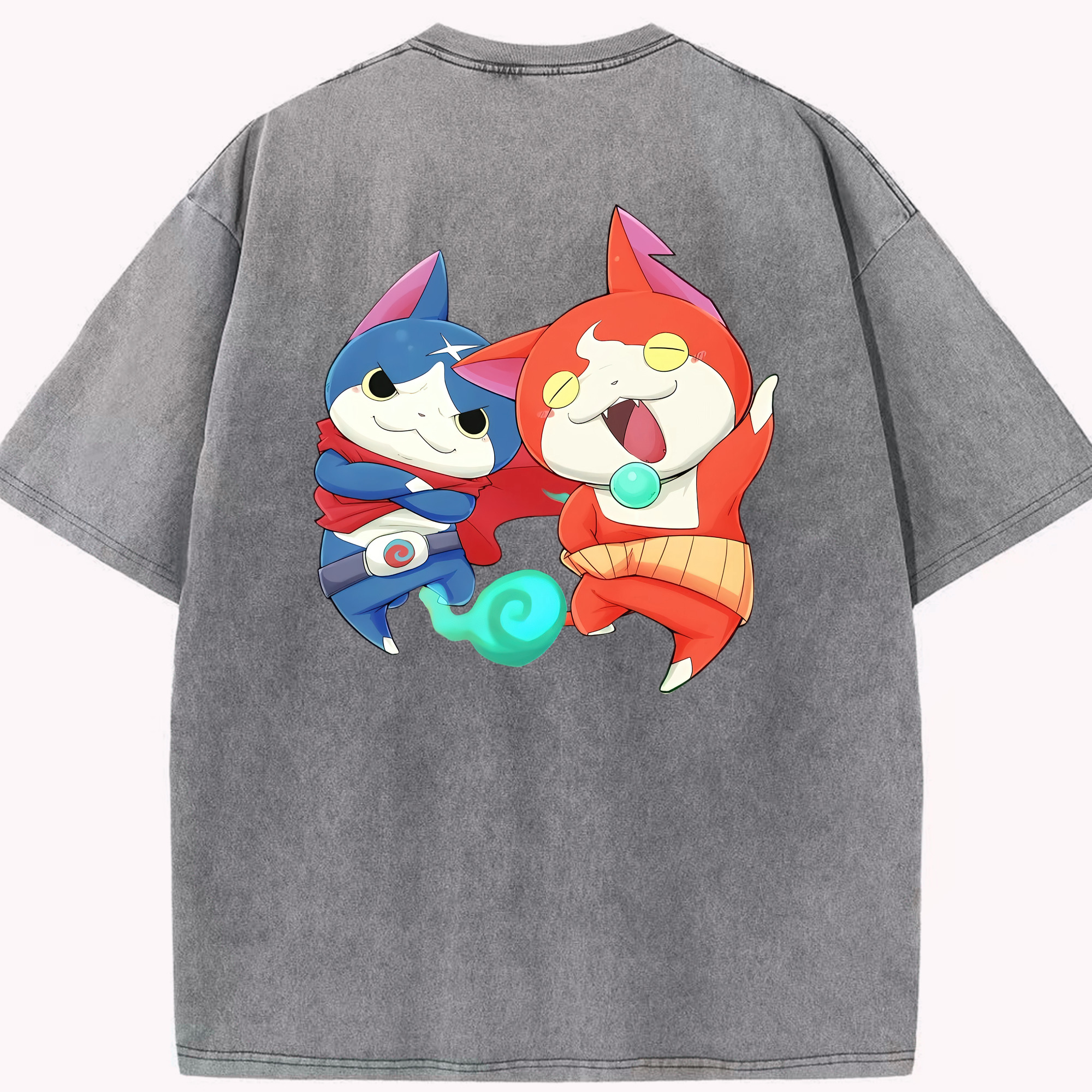 （画像用） 妖怪ウォッチ Yo-kai Watch 綿100% ヴィンテージ風 半袖Tシャツ（背面プリント）