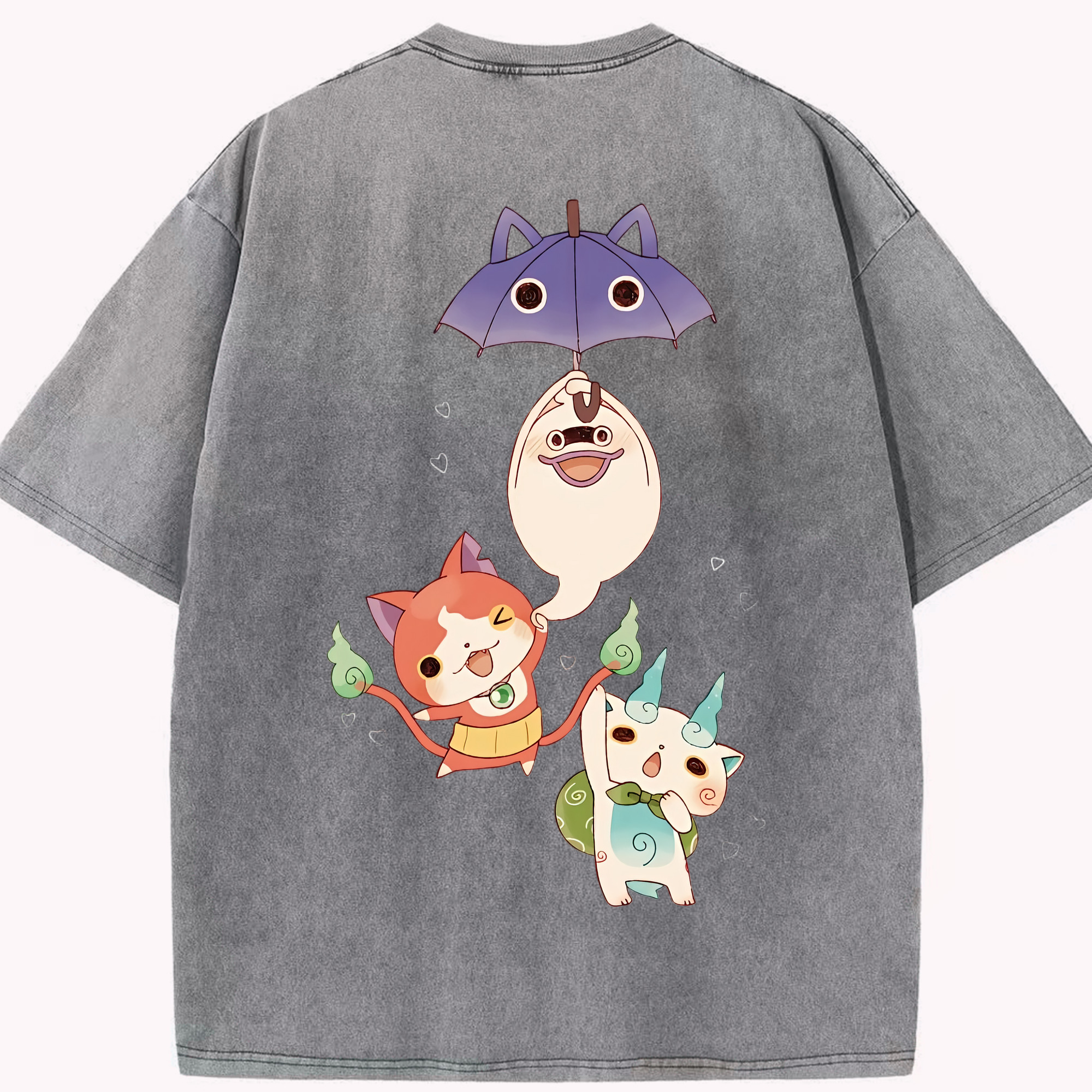 （画像用） 妖怪ウォッチ Yo-kai Watch 綿100% ヴィンテージ風 半袖Tシャツ（背面プリント）