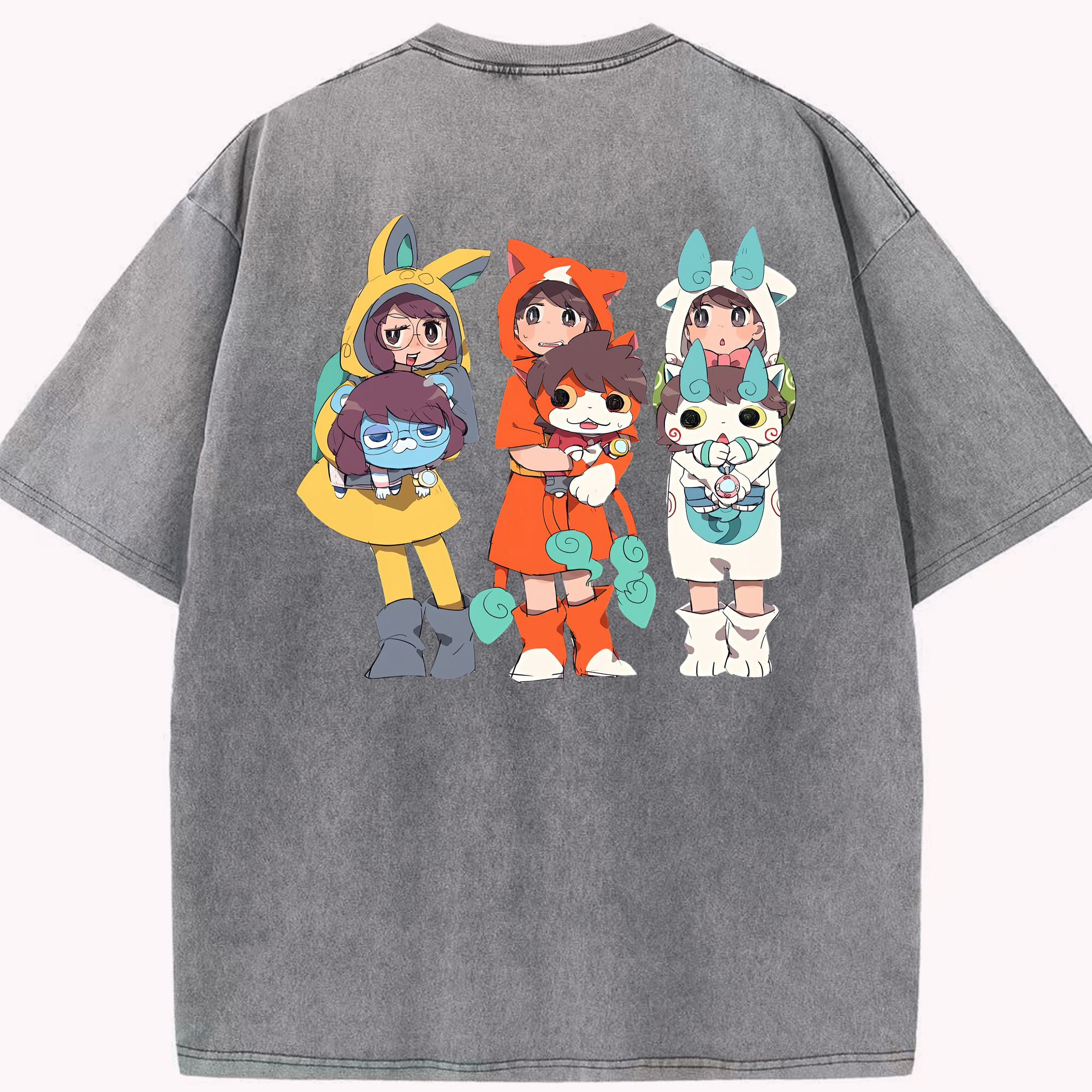 （画像用） 妖怪ウォッチ Yo-kai Watch 綿100% ヴィンテージ風 半袖Tシャツ（背面プリント）
