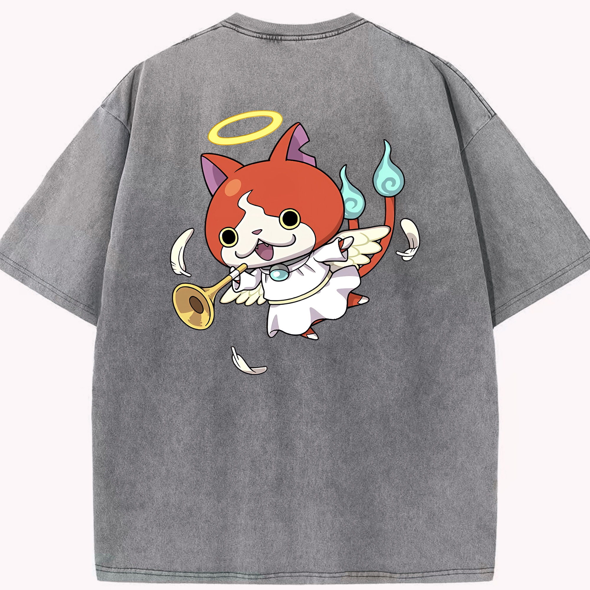（画像用） 妖怪ウォッチ Yo-kai Watch 綿100% ヴィンテージ風 半袖Tシャツ（背面プリント）