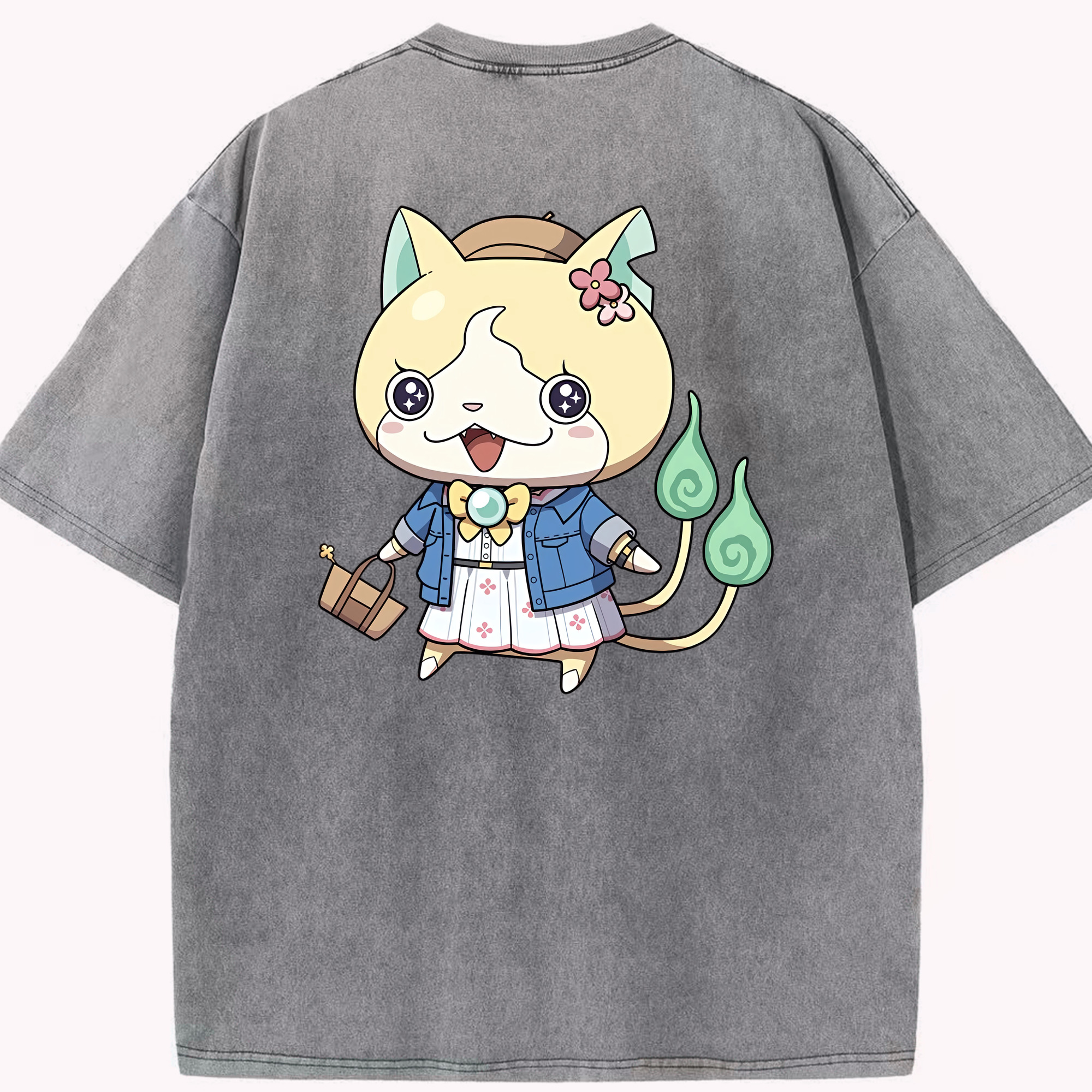 （画像用） 妖怪ウォッチ Yo-kai Watch 綿100% ヴィンテージ風 半袖Tシャツ（背面プリント）