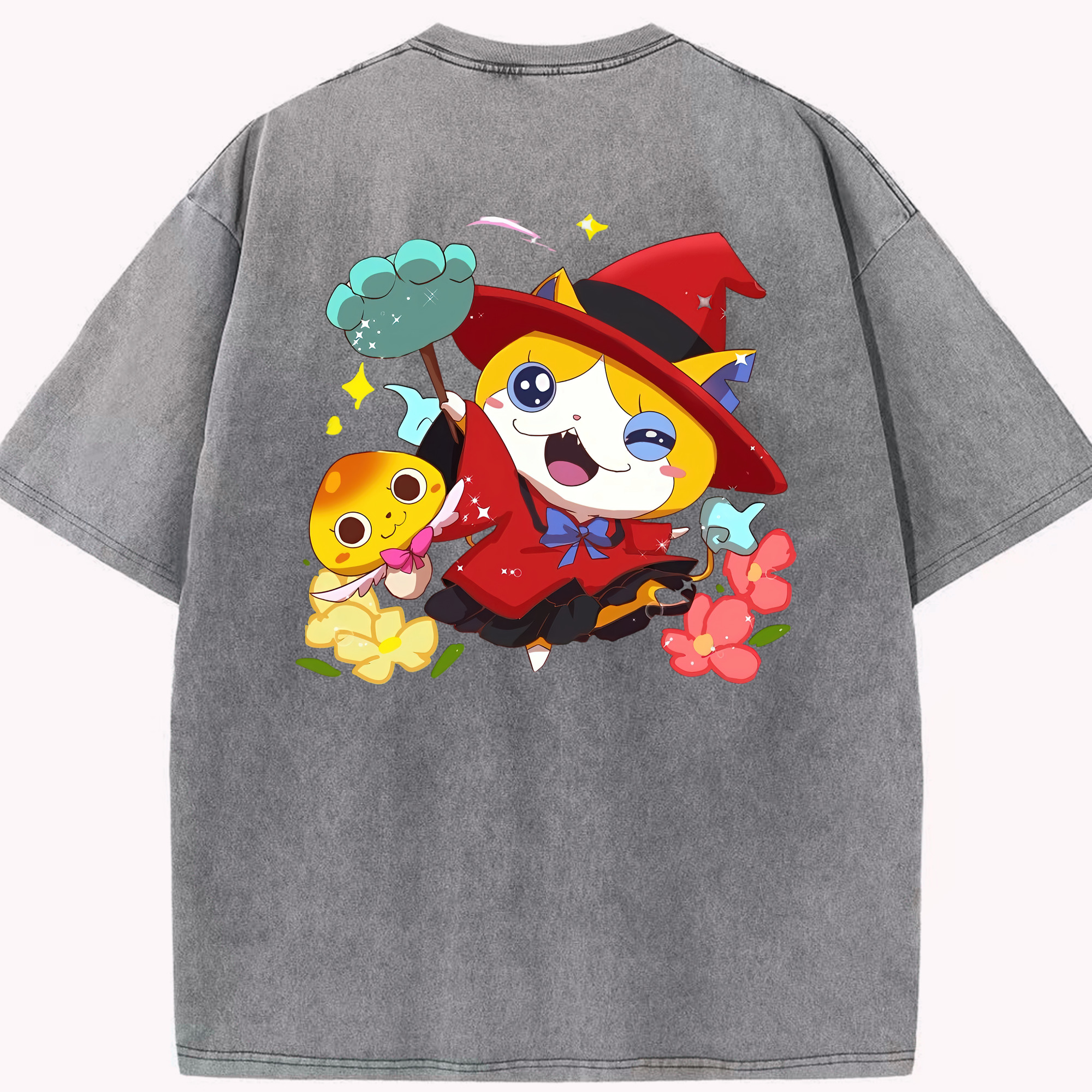 （画像用） 妖怪ウォッチ Yo-kai Watch 綿100% ヴィンテージ風 半袖Tシャツ（背面プリント）