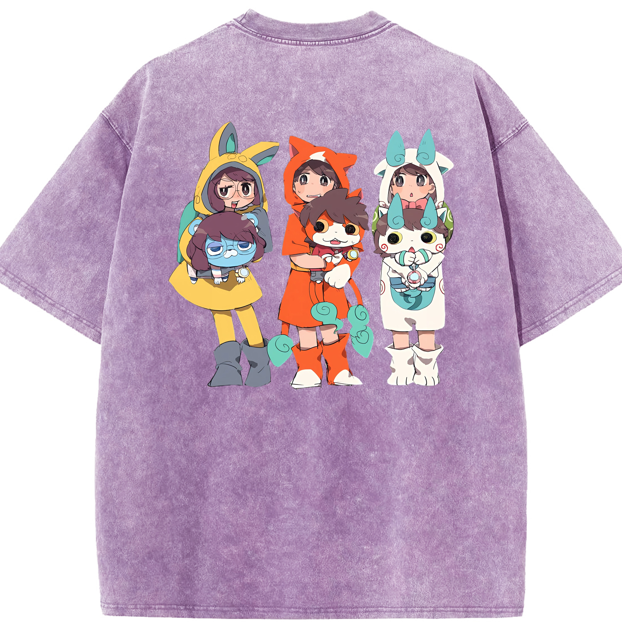 （画像用） 妖怪ウォッチ Yo-kai Watch 綿100% ヴィンテージ風 半袖Tシャツ（背面プリント）