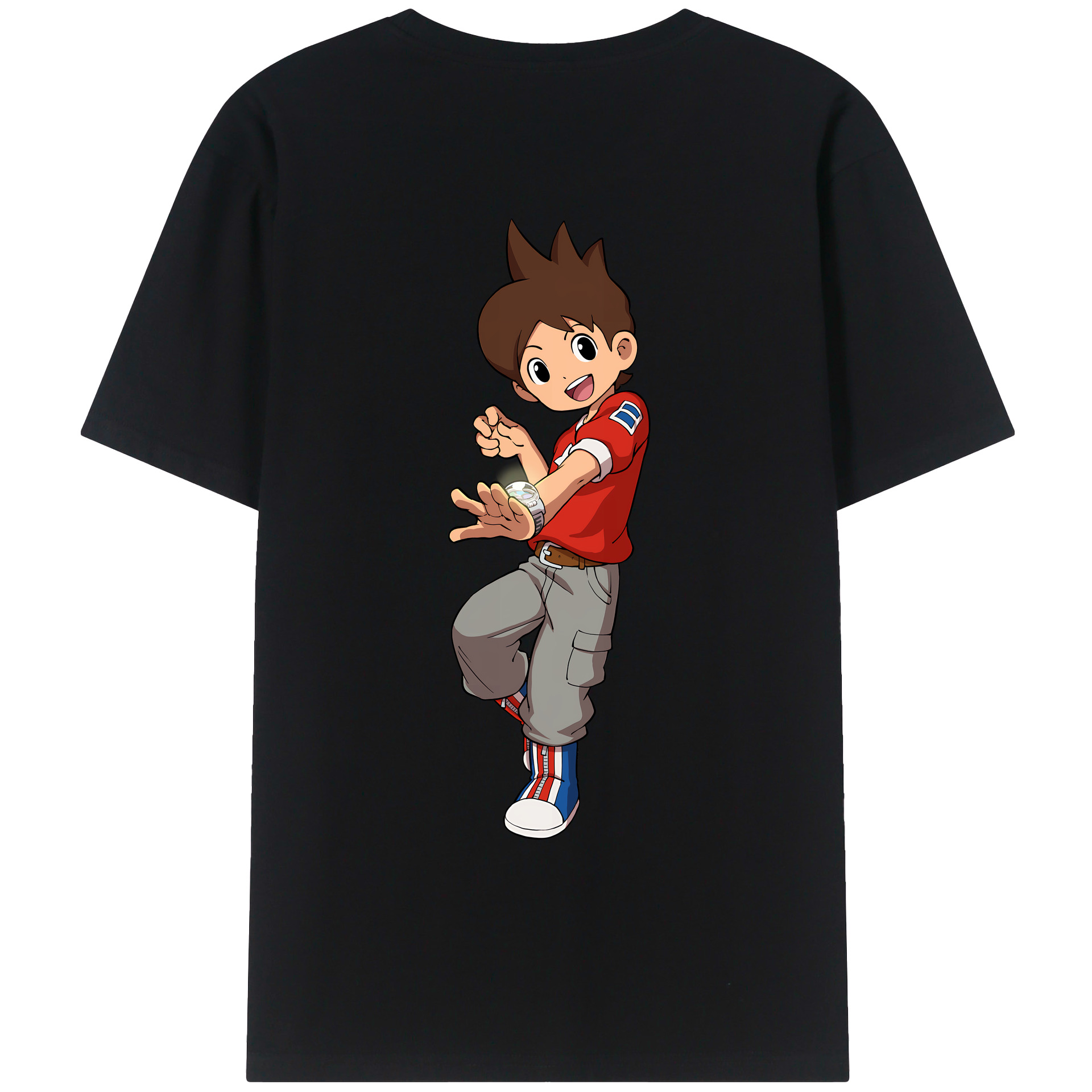 （画像用） 妖怪ウォッチ Yo-kai Watch 綿100％ メンズ半袖Tシャツ（バックプリント） 通気性