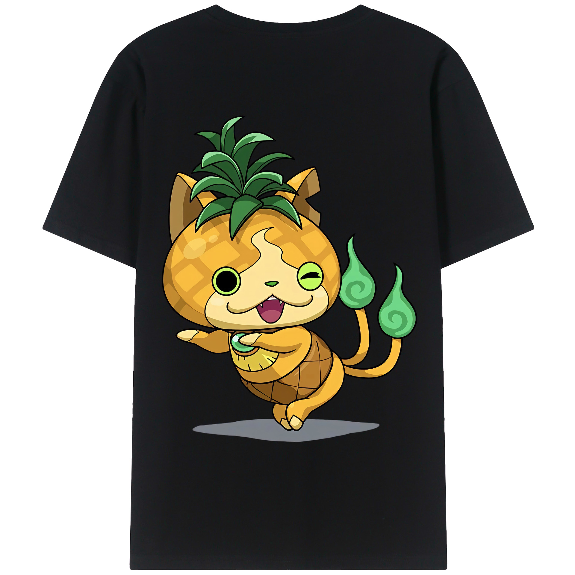 （画像用） 妖怪ウォッチ Yo-kai Watch 綿100％ メンズ半袖Tシャツ（バックプリント） 通気性