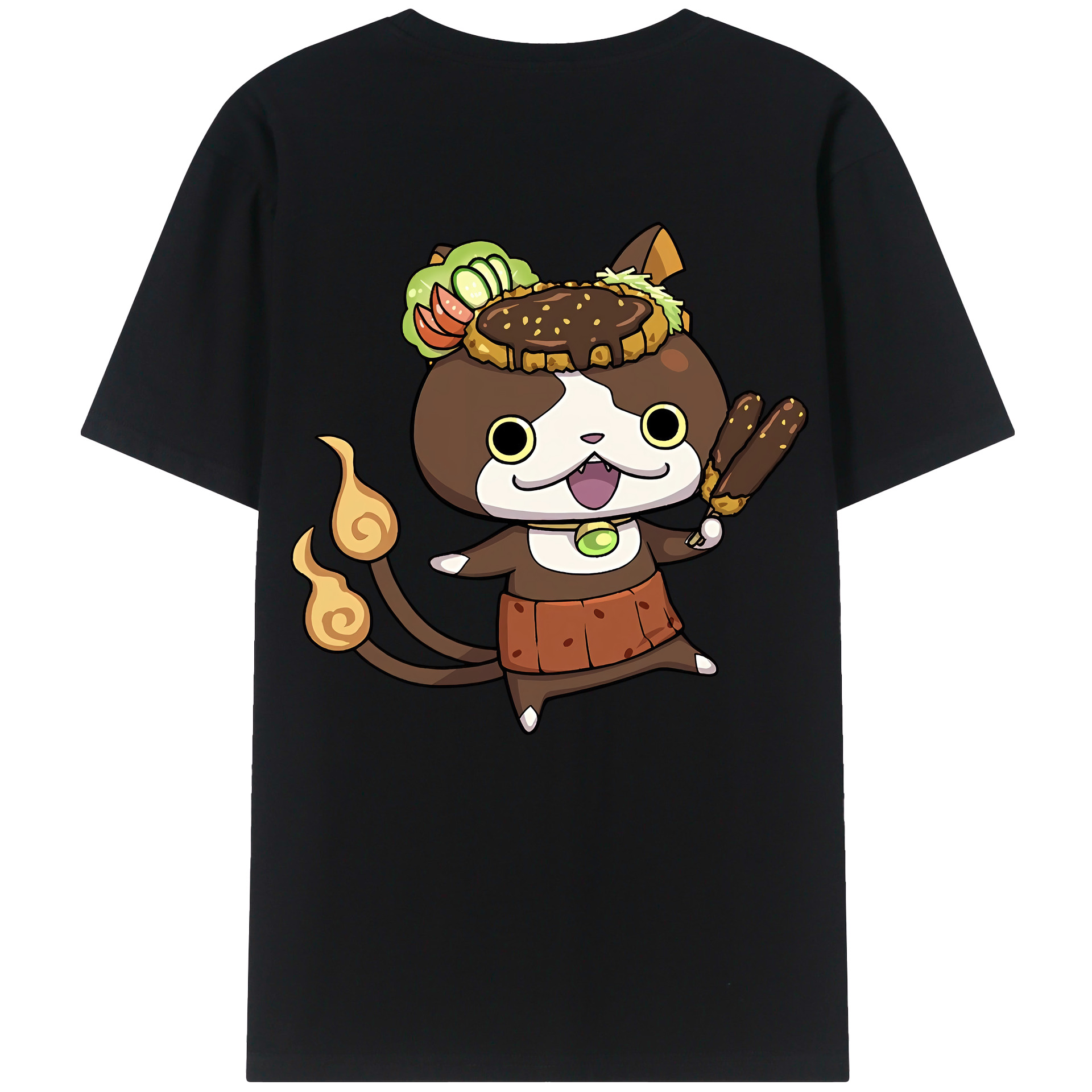 （画像用） 妖怪ウォッチ Yo-kai Watch 綿100％ メンズ半袖Tシャツ（バックプリント） 通気性