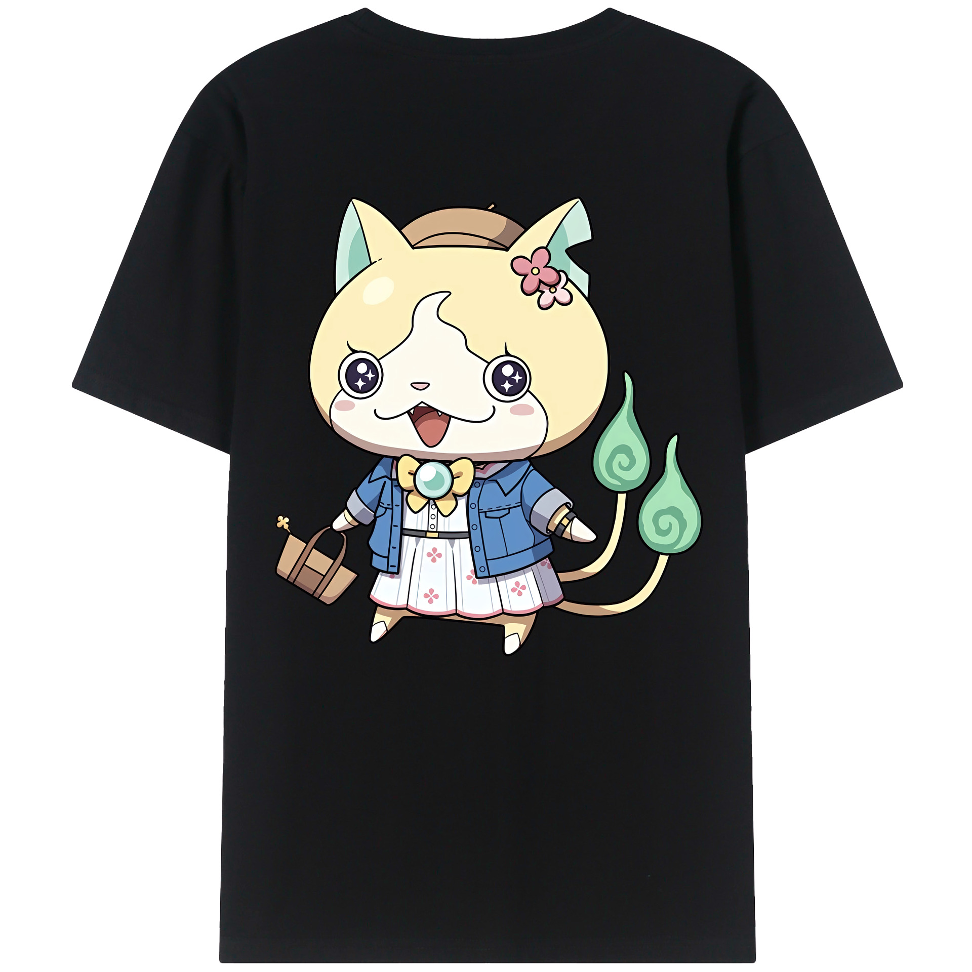 （画像用） 妖怪ウォッチ Yo-kai Watch 綿100％ メンズ半袖Tシャツ（バックプリント） 通気性