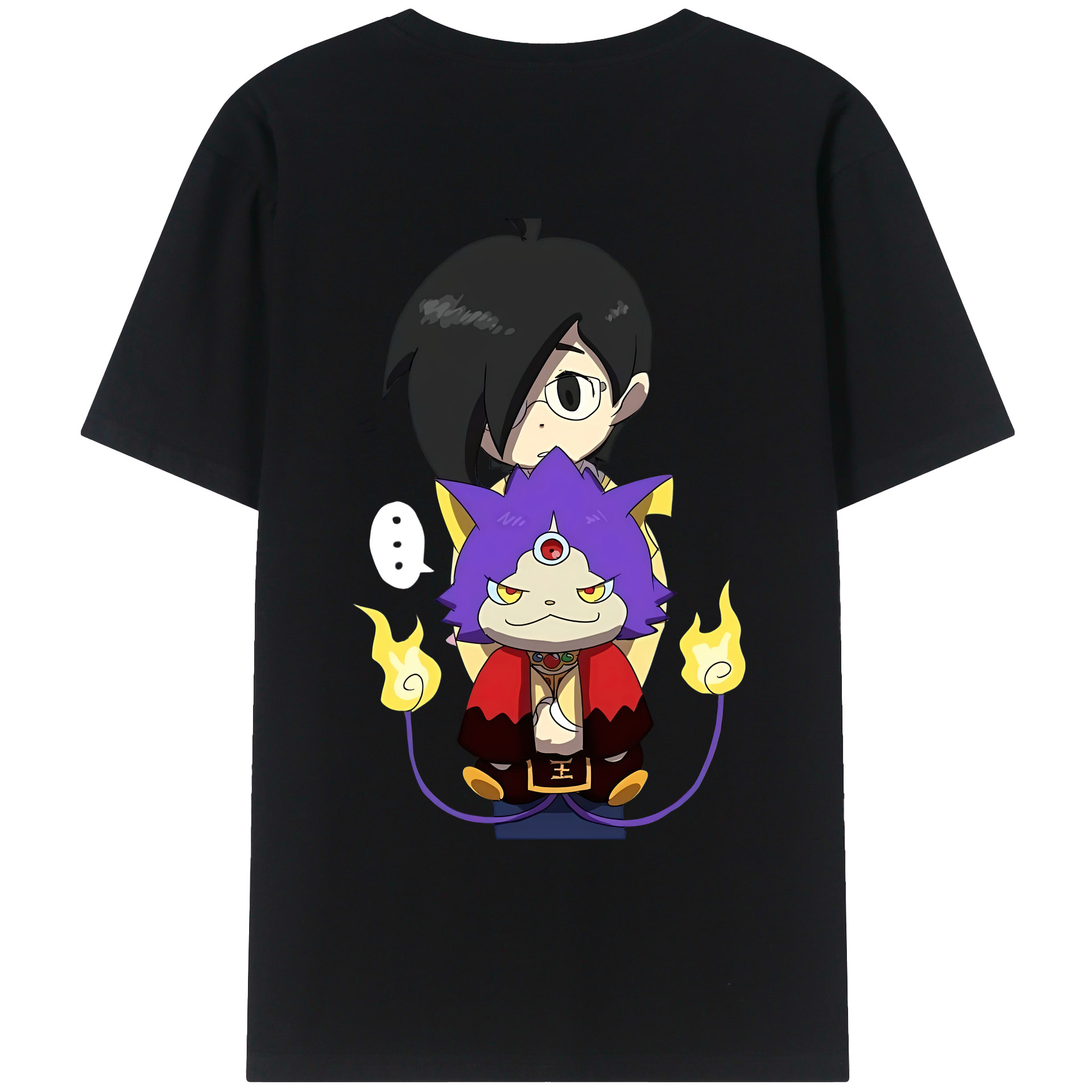 （画像用） 妖怪ウォッチ Yo-kai Watch 綿100％ メンズ半袖Tシャツ（バックプリント） 通気性