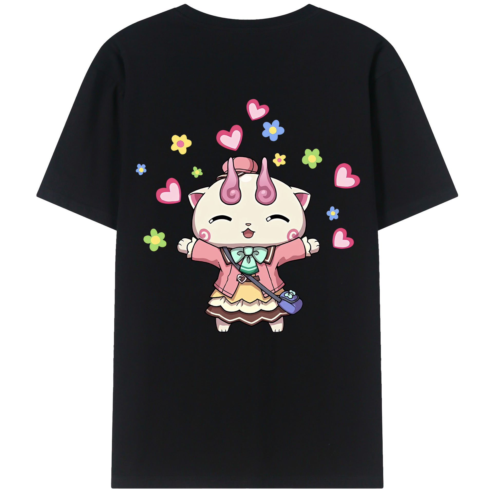 （画像用） 妖怪ウォッチ Yo-kai Watch 綿100％ メンズ半袖Tシャツ（バックプリント） 通気性