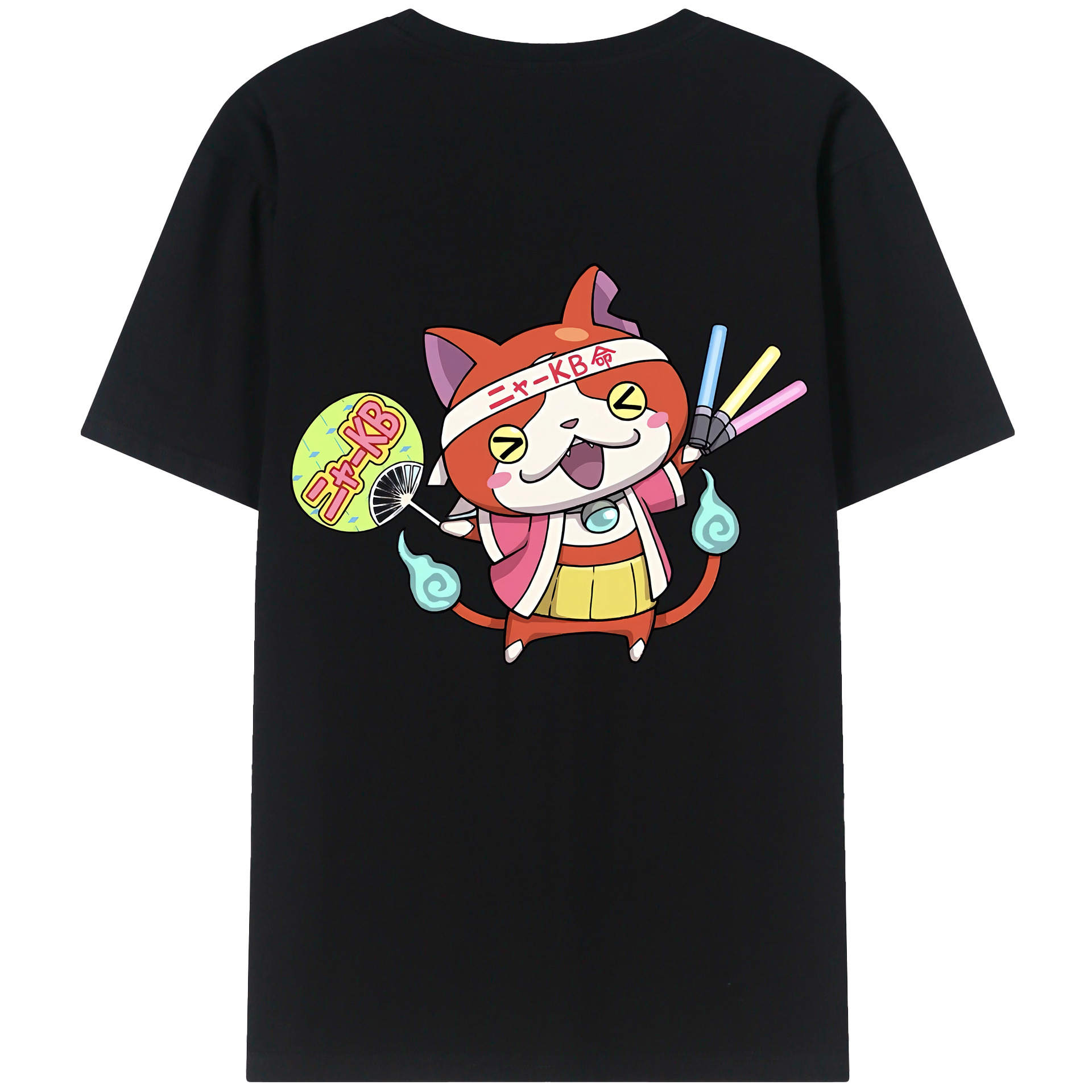 （画像用） 妖怪ウォッチ Yo-kai Watch 綿100％ メンズ半袖Tシャツ（バックプリント） 通気性