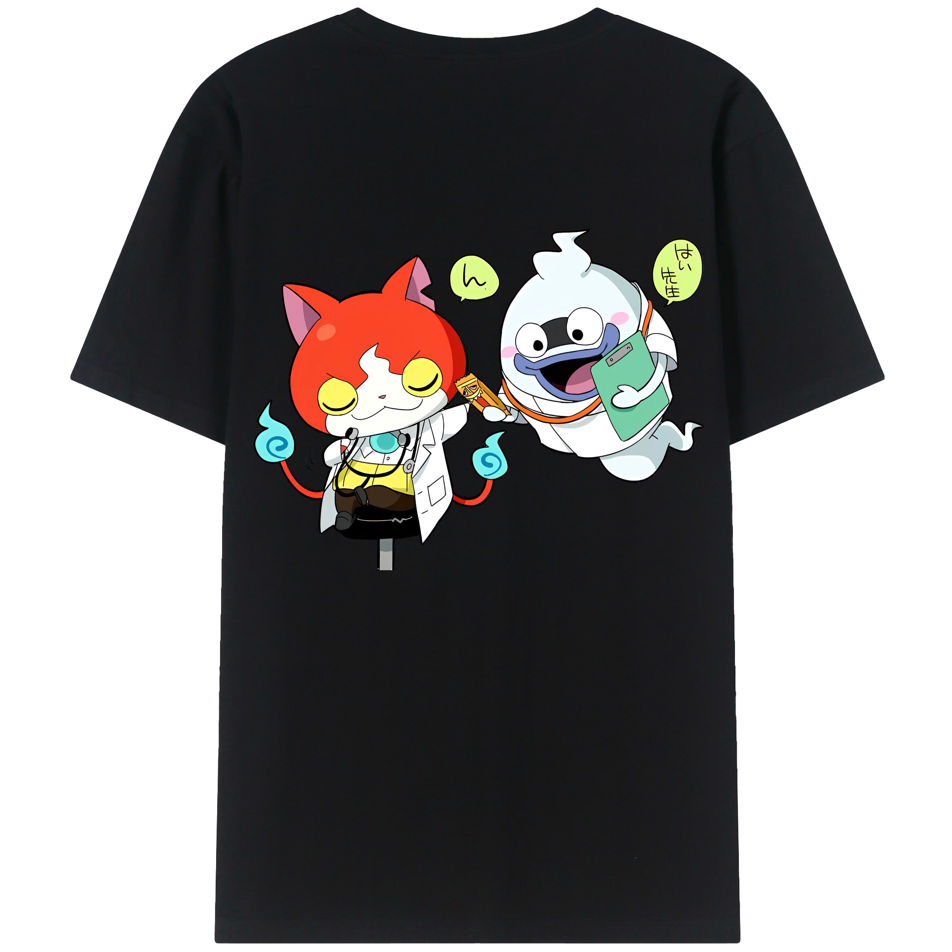 （画像用） 妖怪ウォッチ Yo-kai Watch 綿100％ メンズ半袖Tシャツ（バックプリント） 通気性