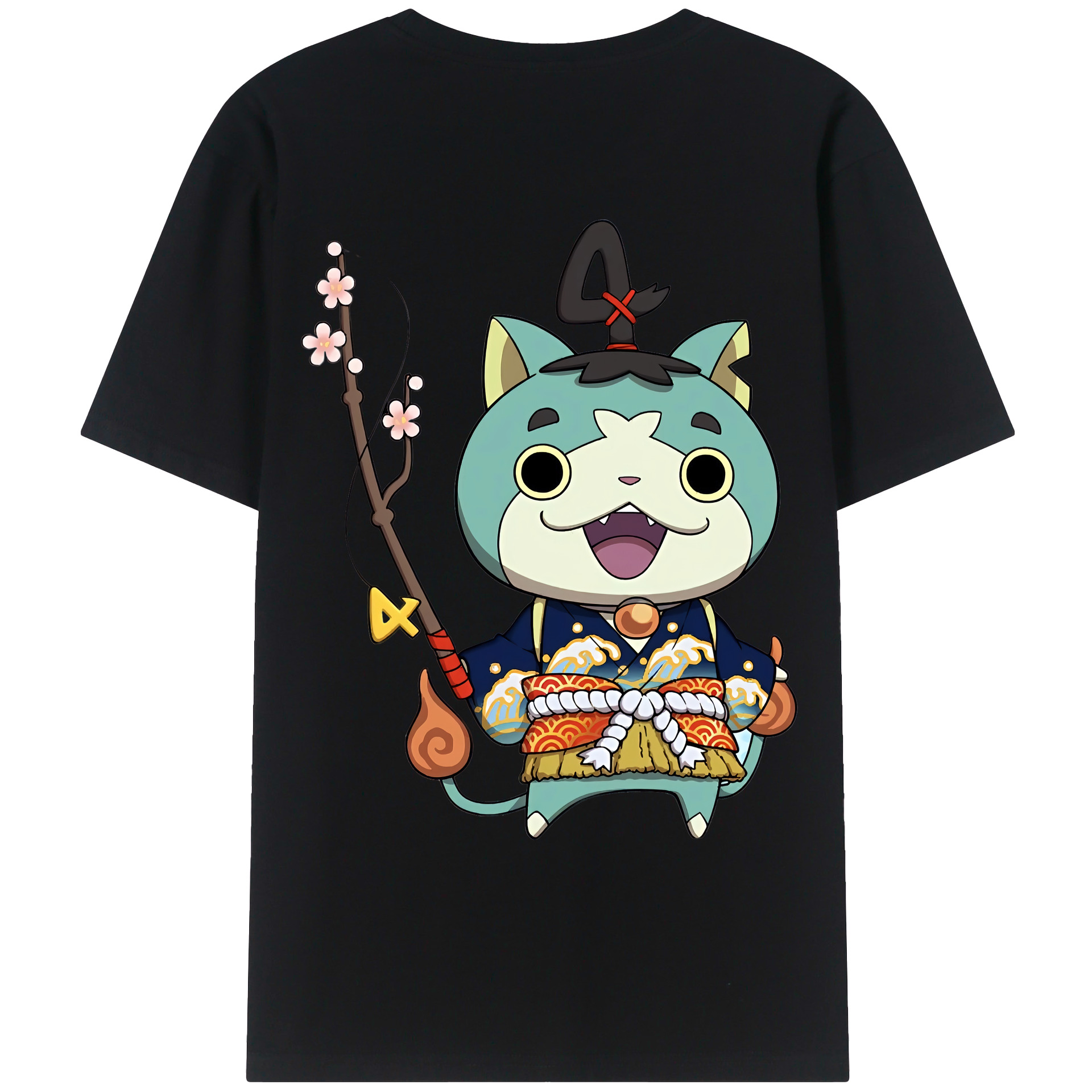 （画像用） 妖怪ウォッチ Yo-kai Watch 綿100％ メンズ半袖Tシャツ（バックプリント） 通気性