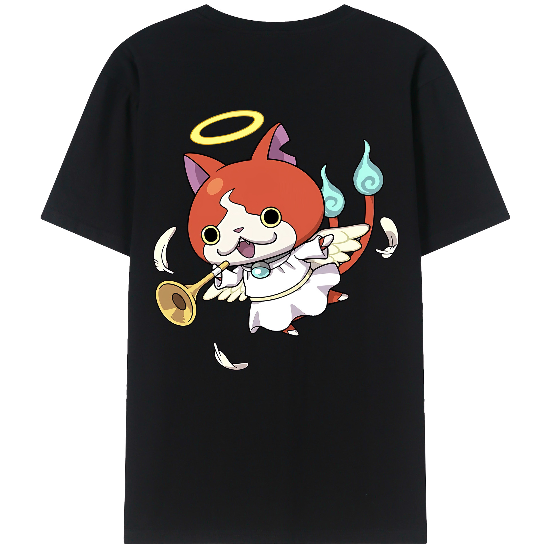 （画像用） 妖怪ウォッチ Yo-kai Watch 綿100％ メンズ半袖Tシャツ（バックプリント） 通気性