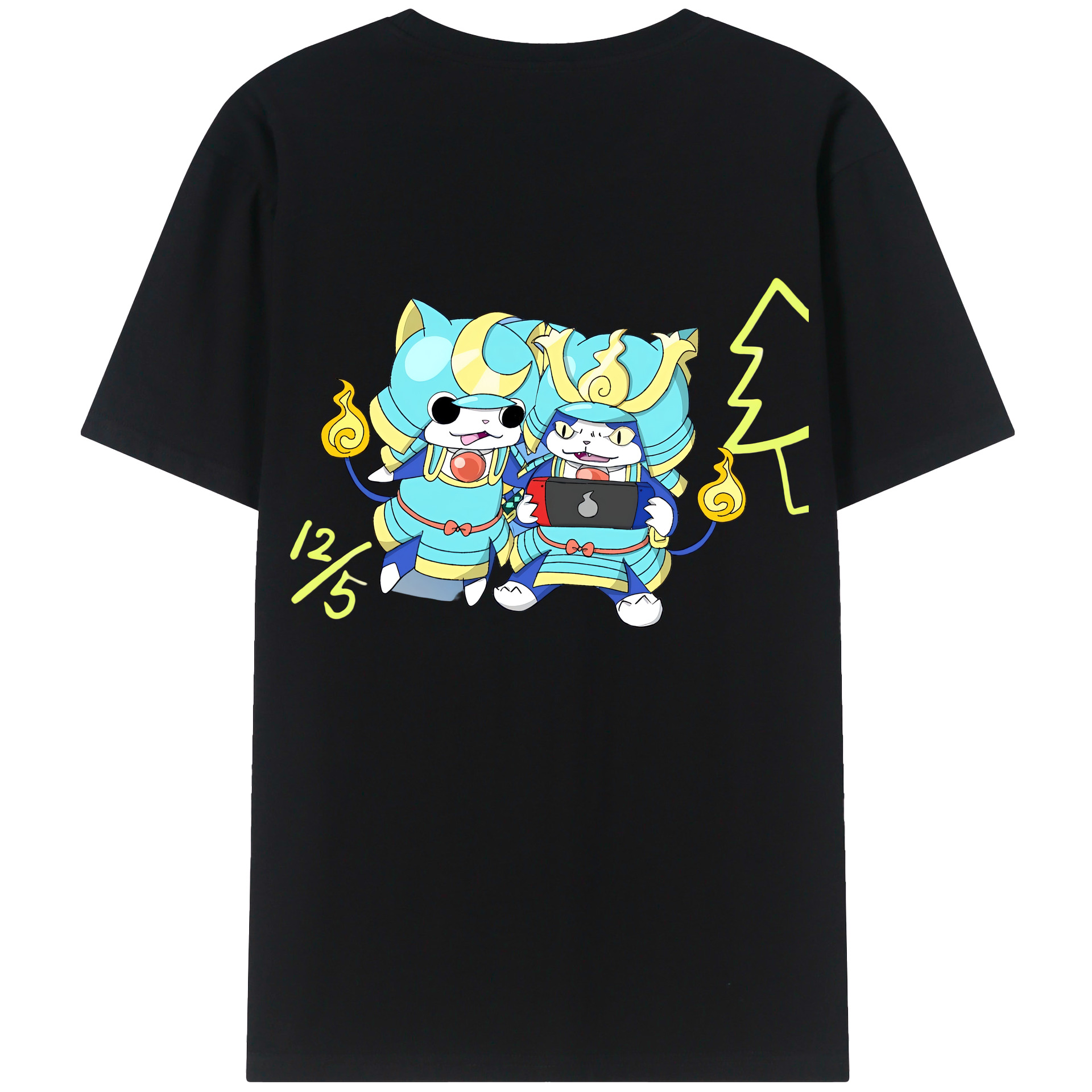 （画像用） 妖怪ウォッチ Yo-kai Watch 綿100％ メンズ半袖Tシャツ（バックプリント） 通気性