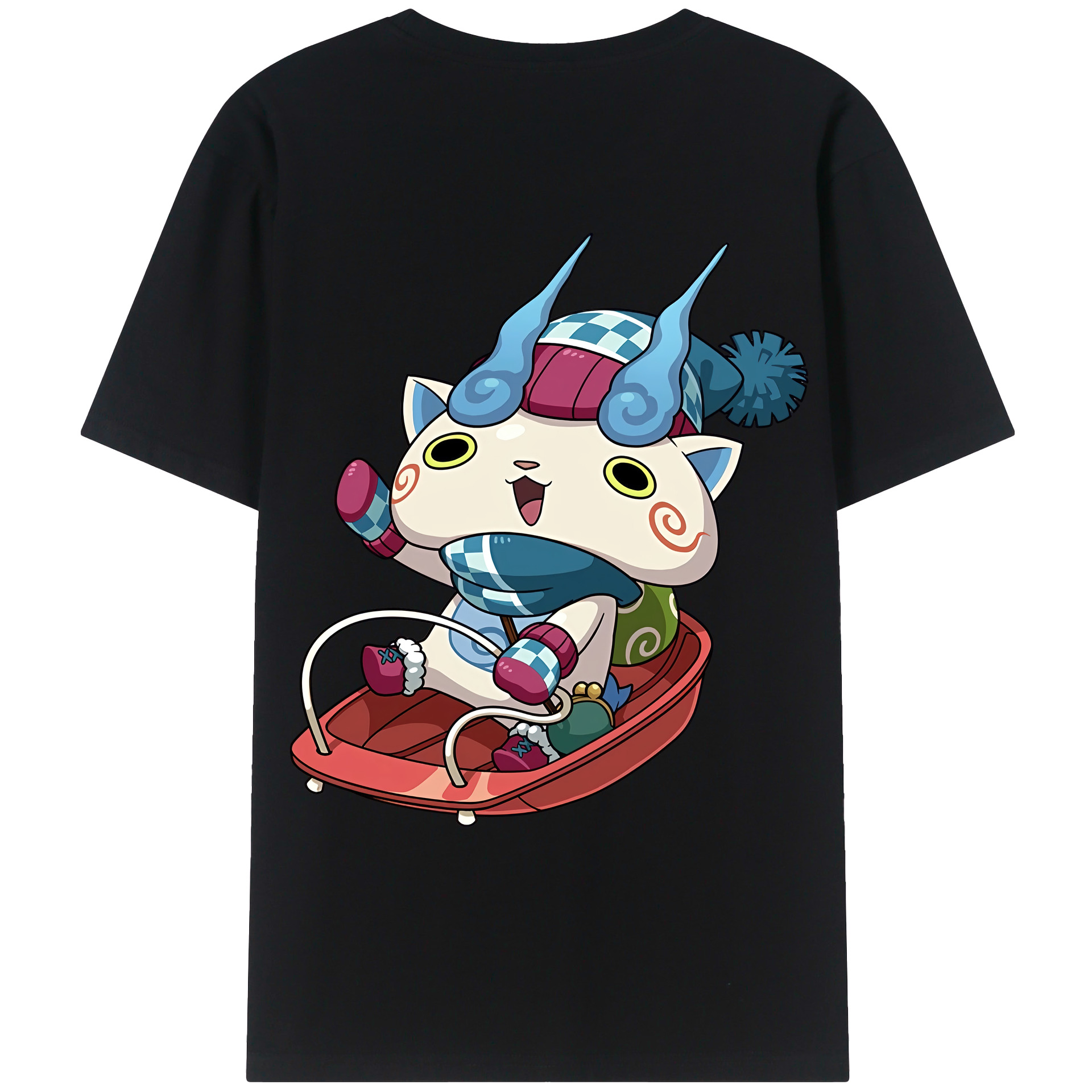 （画像用） 妖怪ウォッチ Yo-kai Watch 綿100％ メンズ半袖Tシャツ（バックプリント） 通気性