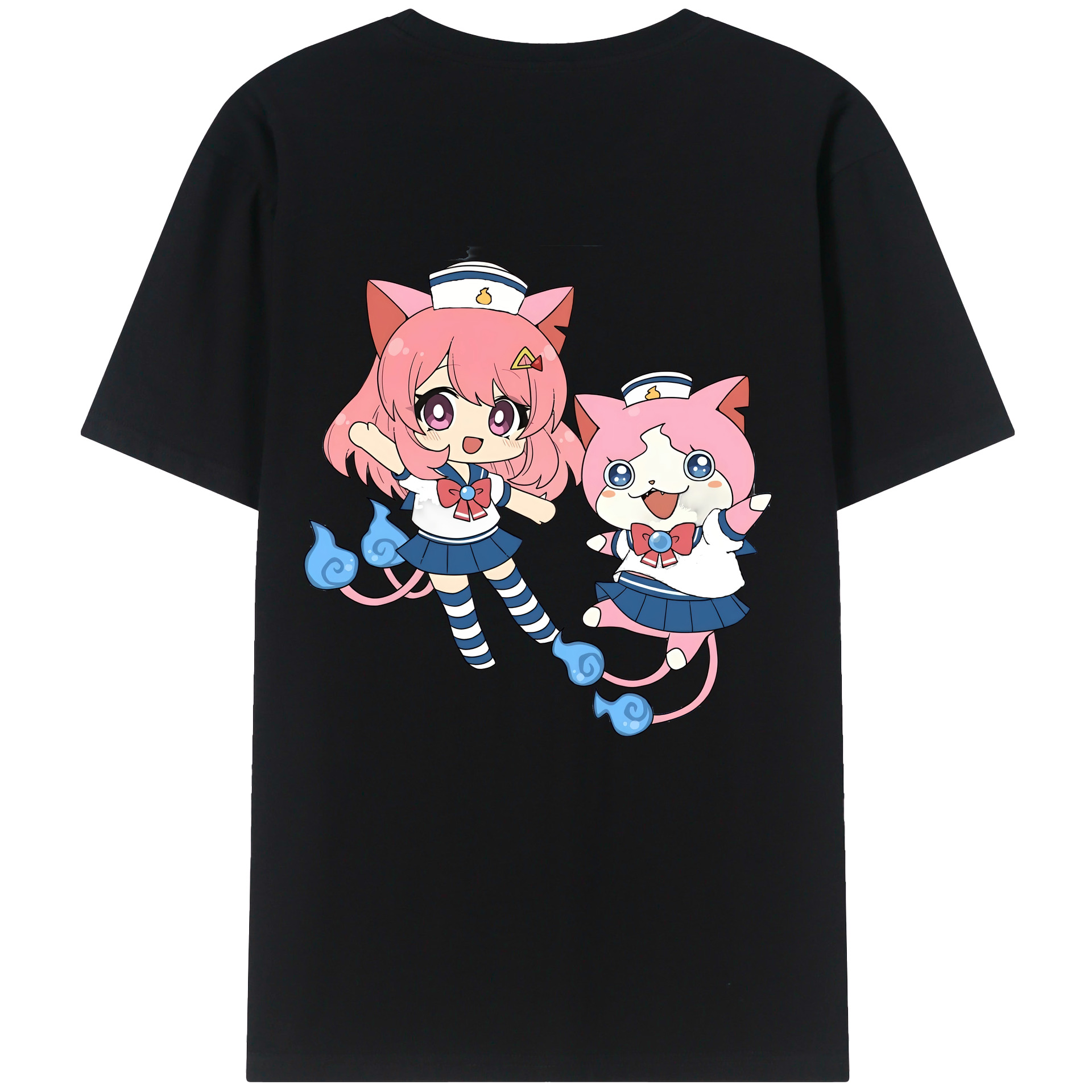 （画像用） 妖怪ウォッチ Yo-kai Watch 綿100％ メンズ半袖Tシャツ（バックプリント） 通気性