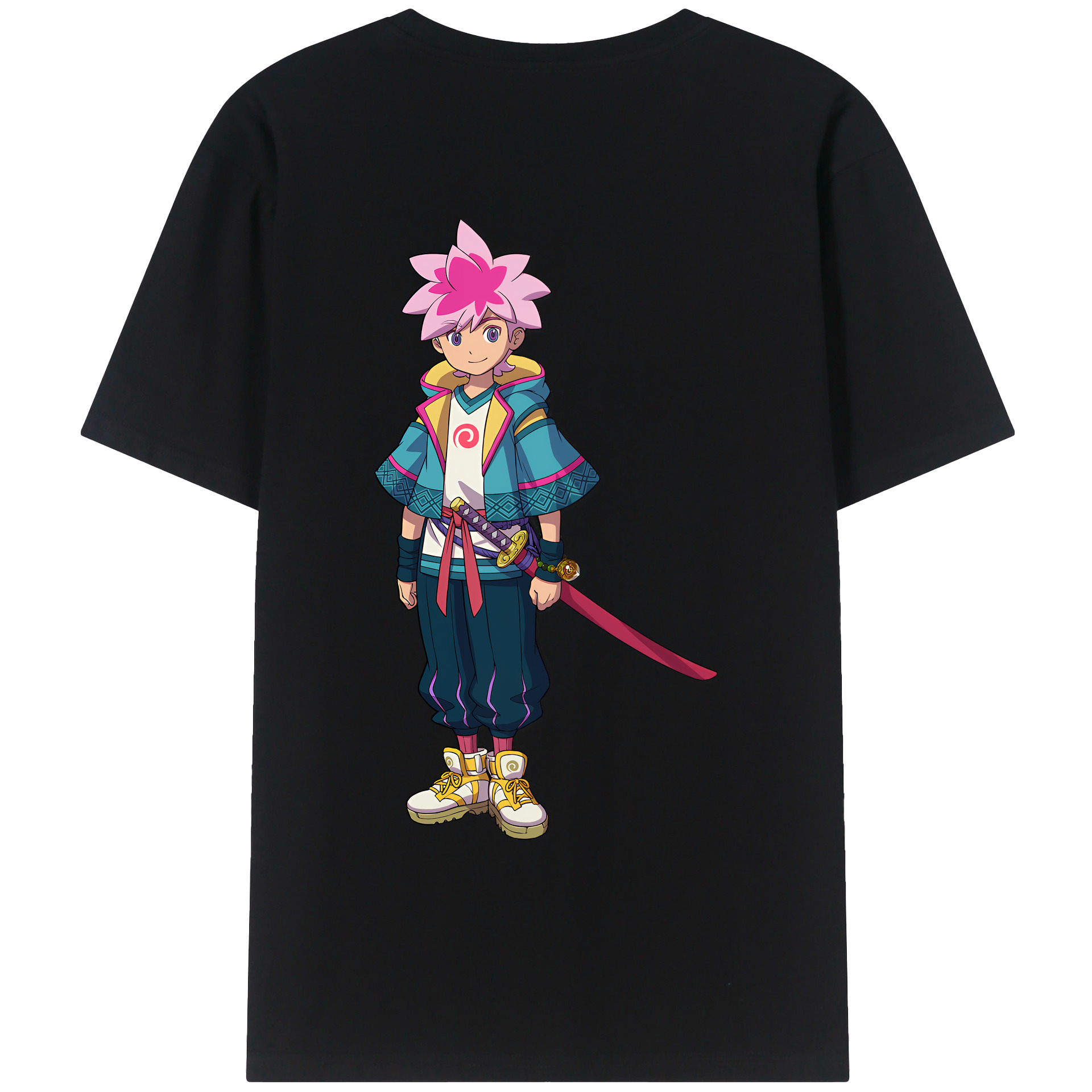 （画像用） 妖怪ウォッチ Yo-kai Watch 綿100％ メンズ半袖Tシャツ（バックプリント） 通気性