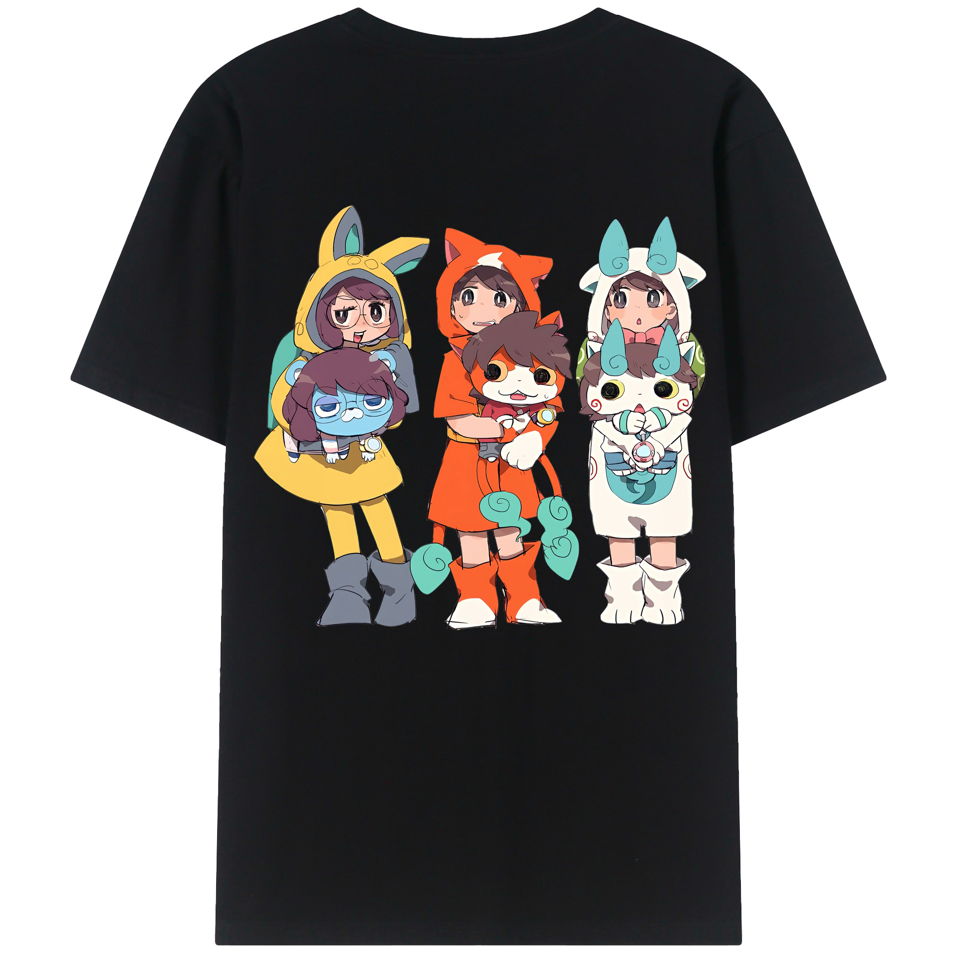 （画像用） 妖怪ウォッチ Yo-kai Watch 綿100％ メンズ半袖Tシャツ（バックプリント） 通気性