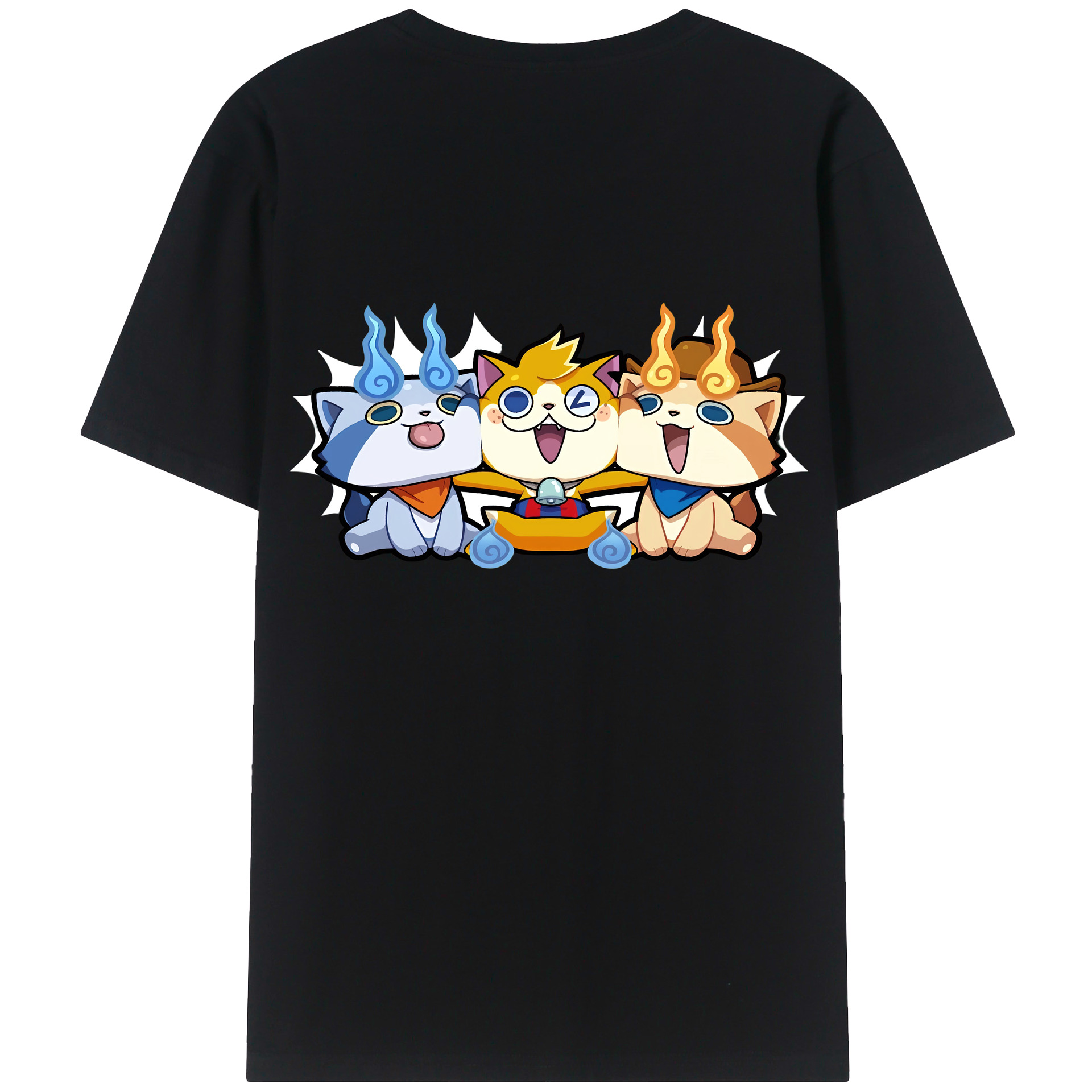 （画像用） 妖怪ウォッチ Yo-kai Watch 綿100％ メンズ半袖Tシャツ（バックプリント） 通気性
