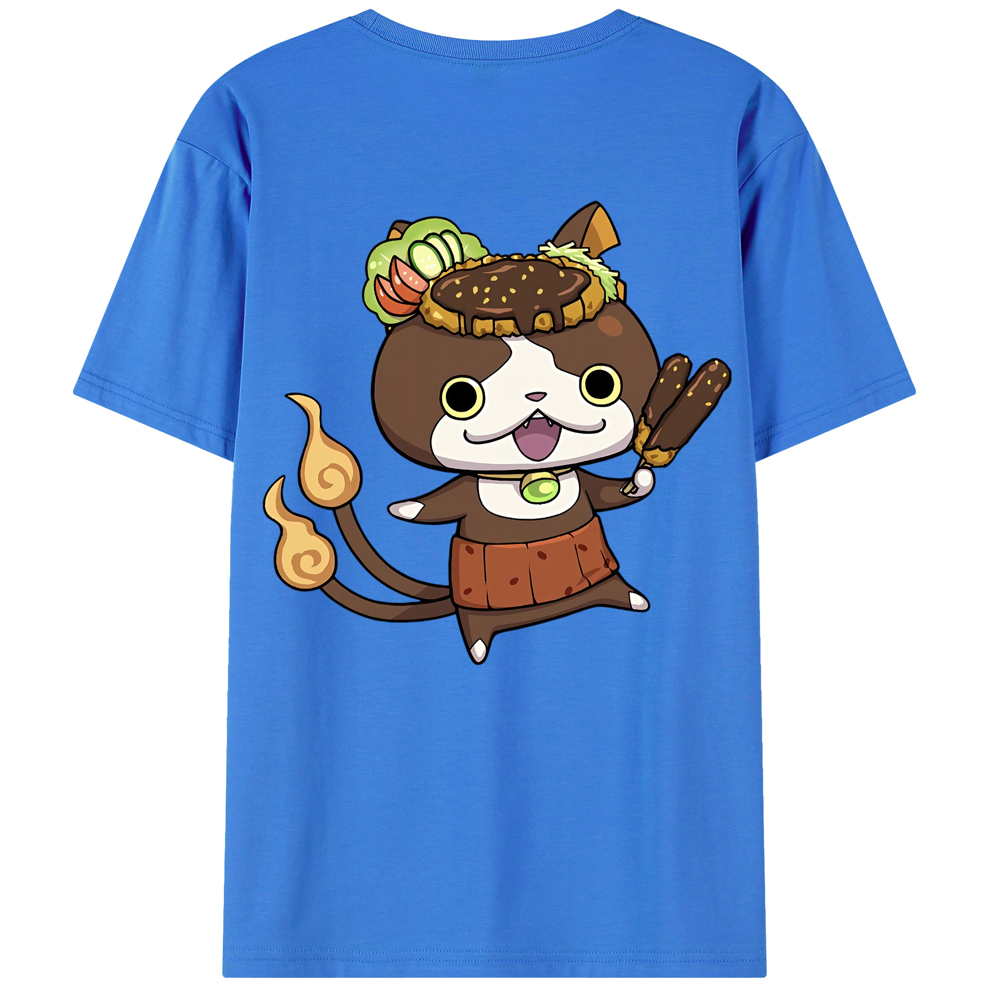 （画像用） 妖怪ウォッチ Yo-kai Watch 綿100％ メンズ半袖Tシャツ（バックプリント） 通気性
