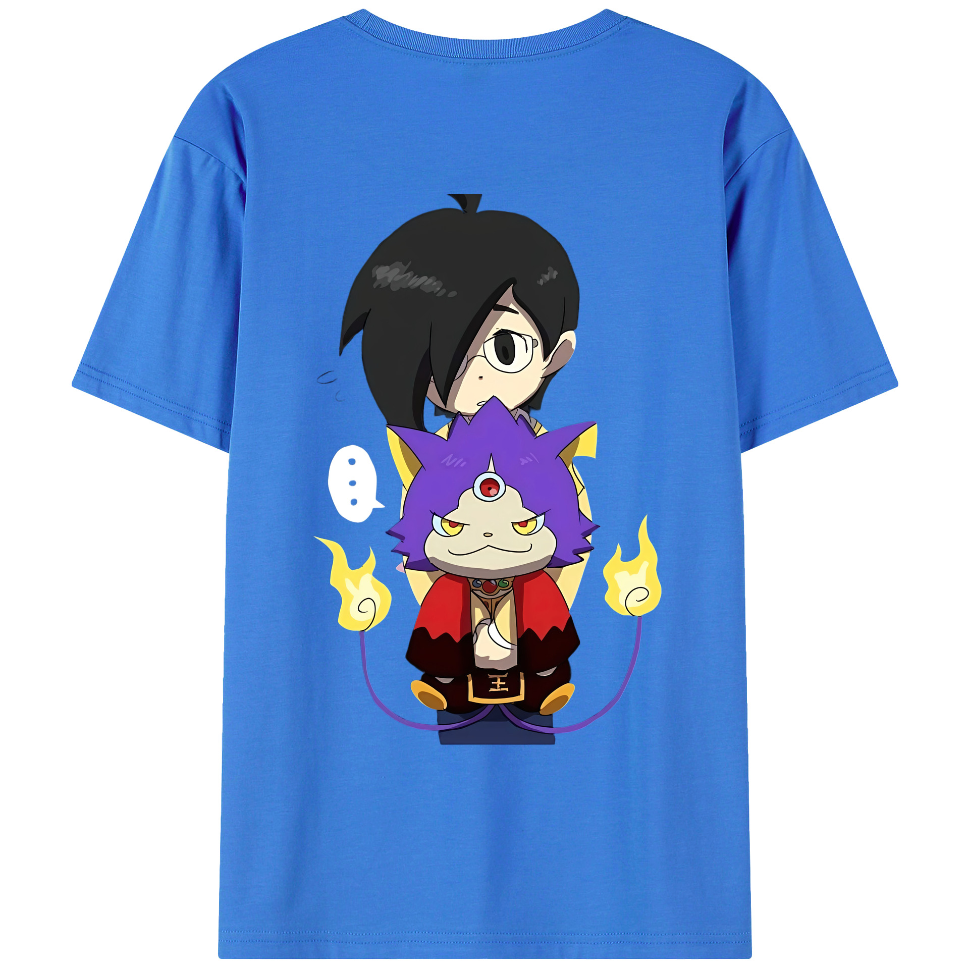 （画像用） 妖怪ウォッチ Yo-kai Watch 綿100％ メンズ半袖Tシャツ（バックプリント） 通気性