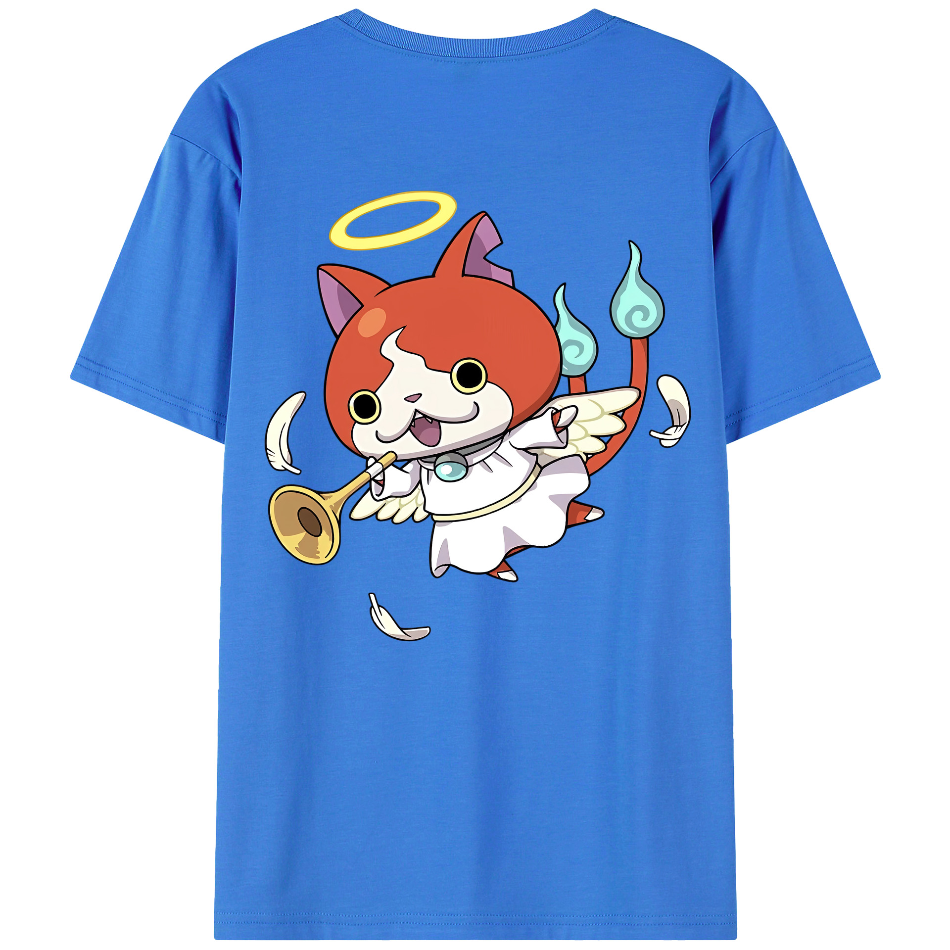 （画像用） 妖怪ウォッチ Yo-kai Watch 綿100％ メンズ半袖Tシャツ（バックプリント） 通気性