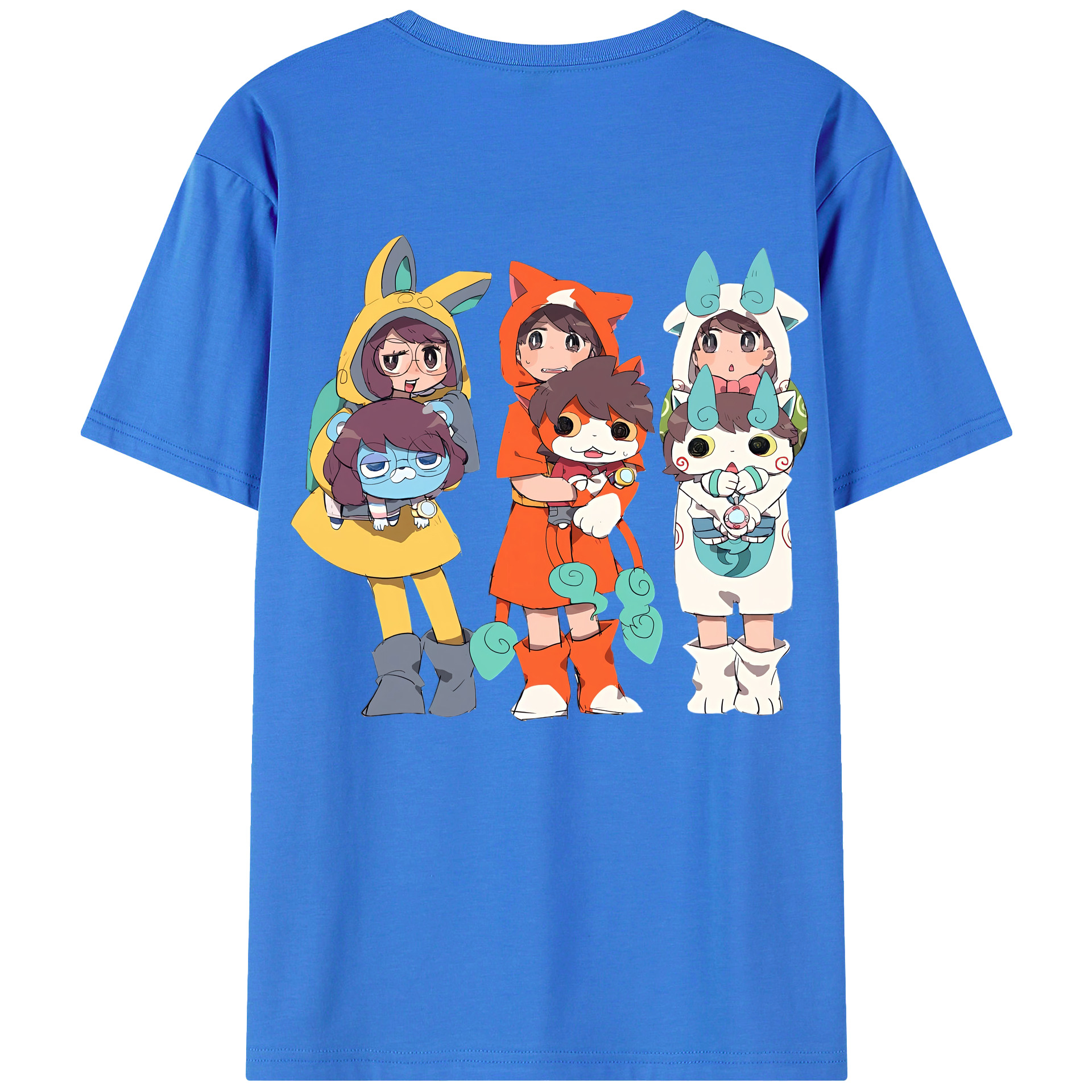 （画像用） 妖怪ウォッチ Yo-kai Watch 綿100％ メンズ半袖Tシャツ（バックプリント） 通気性