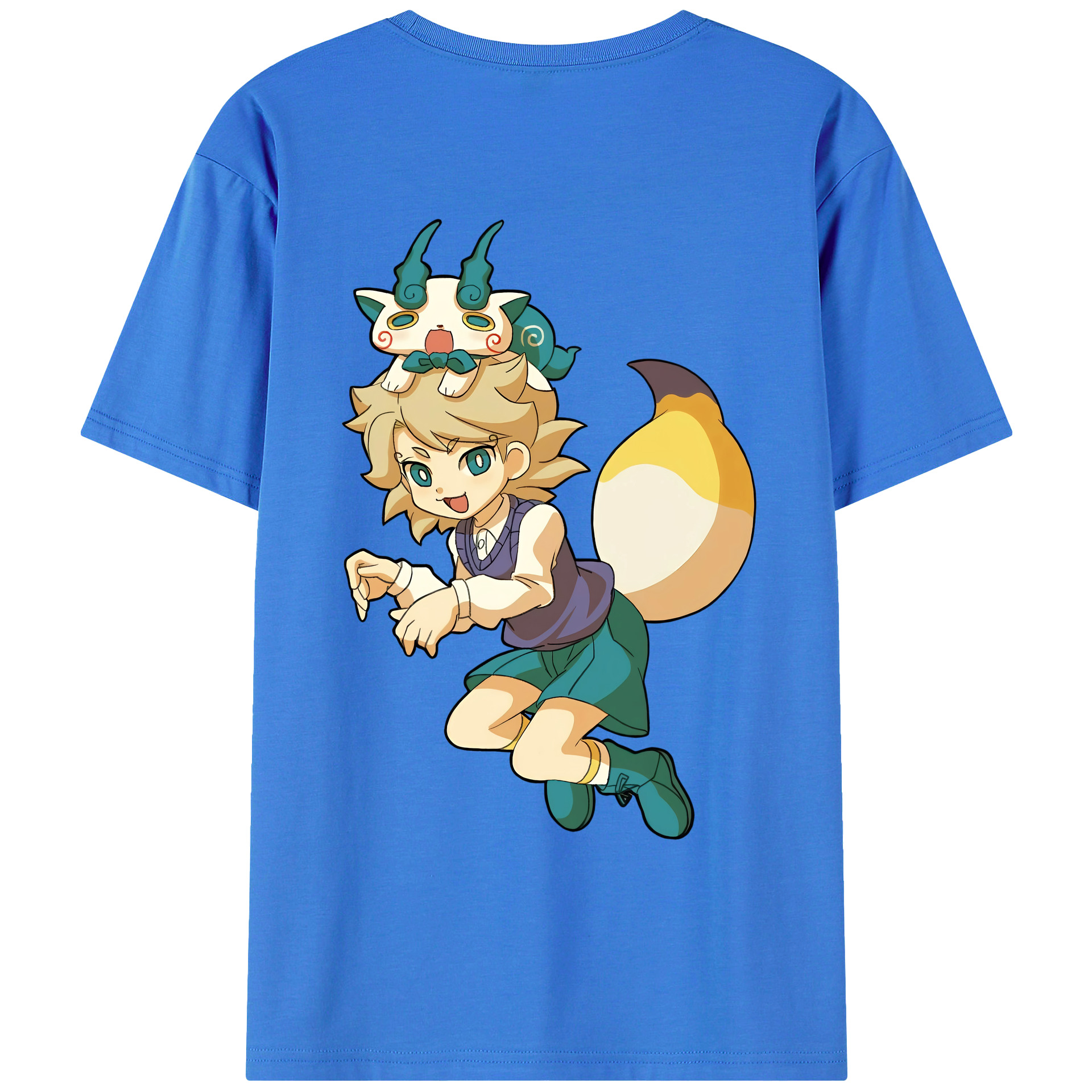 （画像用） 妖怪ウォッチ Yo-kai Watch 綿100％ メンズ半袖Tシャツ（バックプリント） 通気性