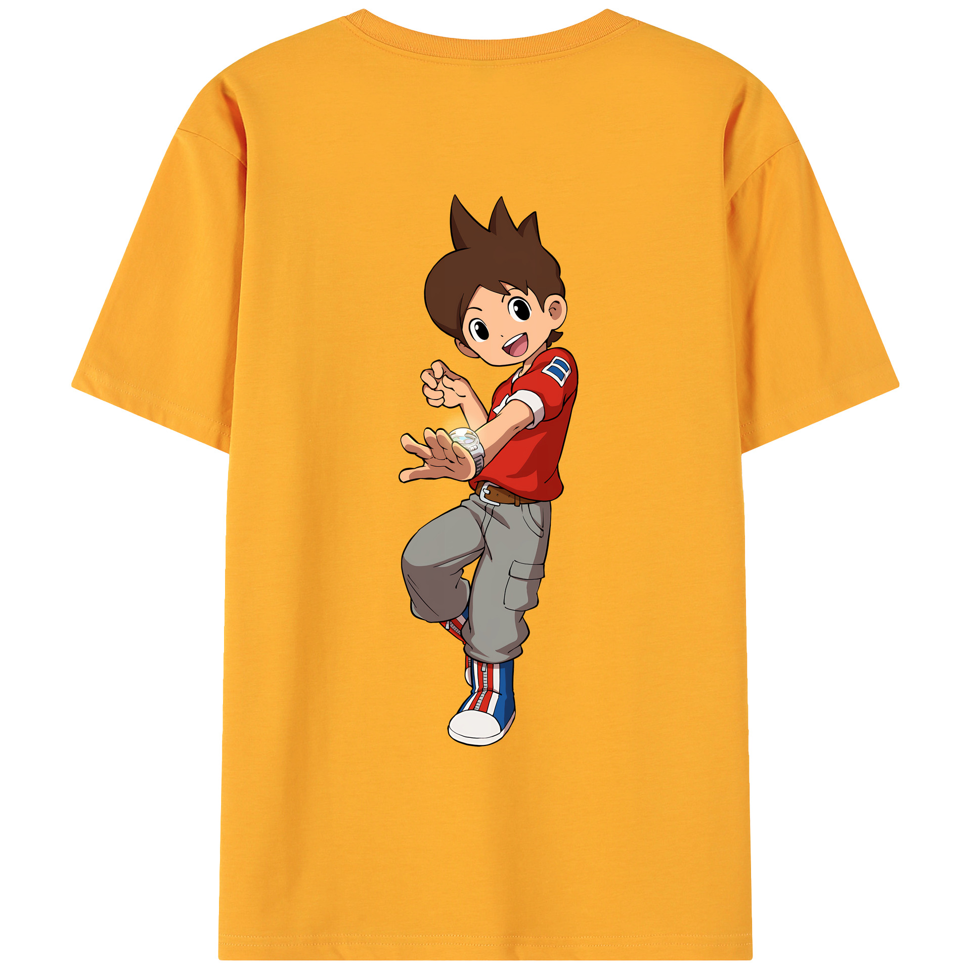 （画像用） 妖怪ウォッチ Yo-kai Watch 綿100％ メンズ半袖Tシャツ（バックプリント） 通気性