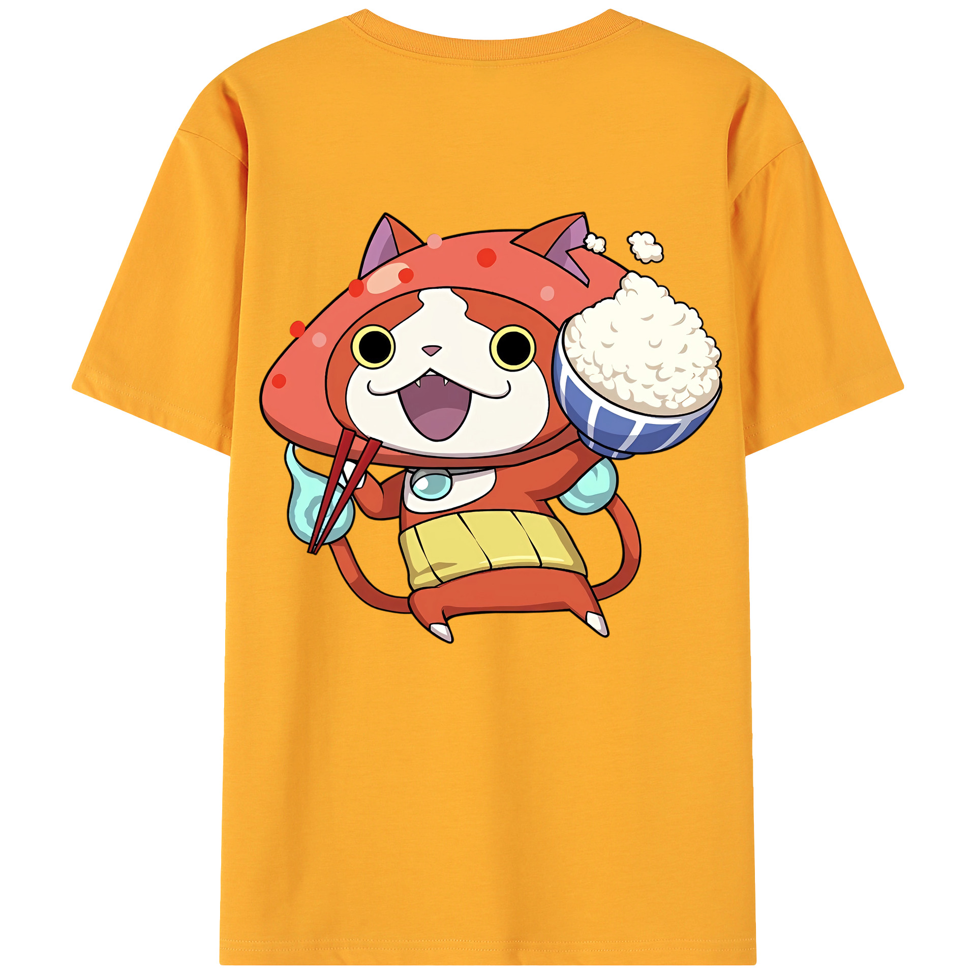 （画像用） 妖怪ウォッチ Yo-kai Watch 綿100％ メンズ半袖Tシャツ（バックプリント） 通気性