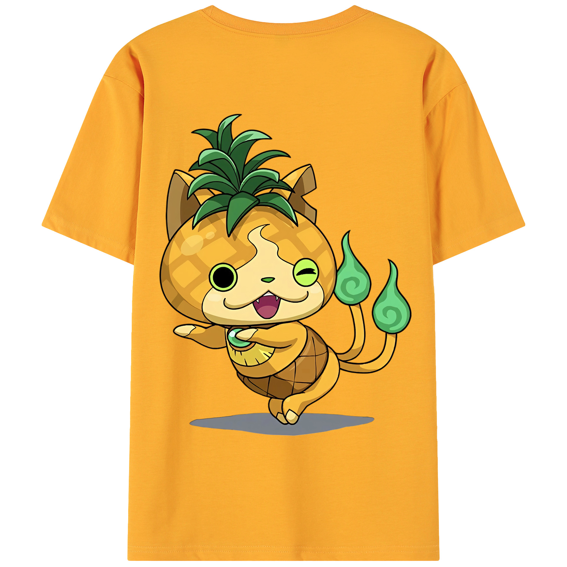 （画像用） 妖怪ウォッチ Yo-kai Watch 綿100％ メンズ半袖Tシャツ（バックプリント） 通気性