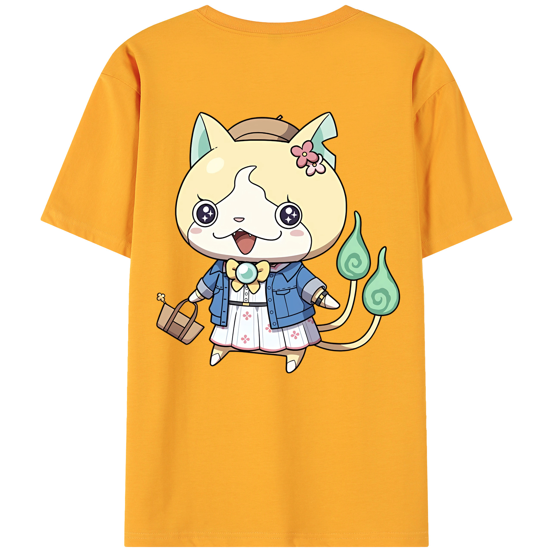 （画像用） 妖怪ウォッチ Yo-kai Watch 綿100％ メンズ半袖Tシャツ（バックプリント） 通気性