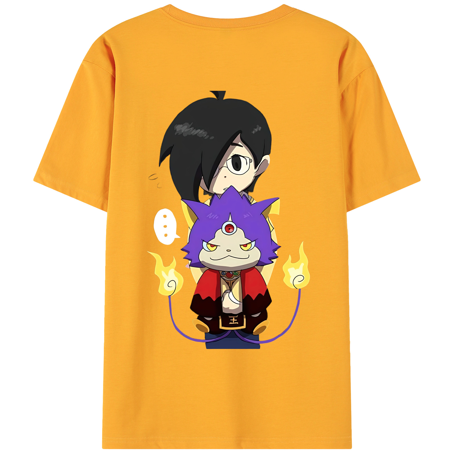 （画像用） 妖怪ウォッチ Yo-kai Watch 綿100％ メンズ半袖Tシャツ（バックプリント） 通気性