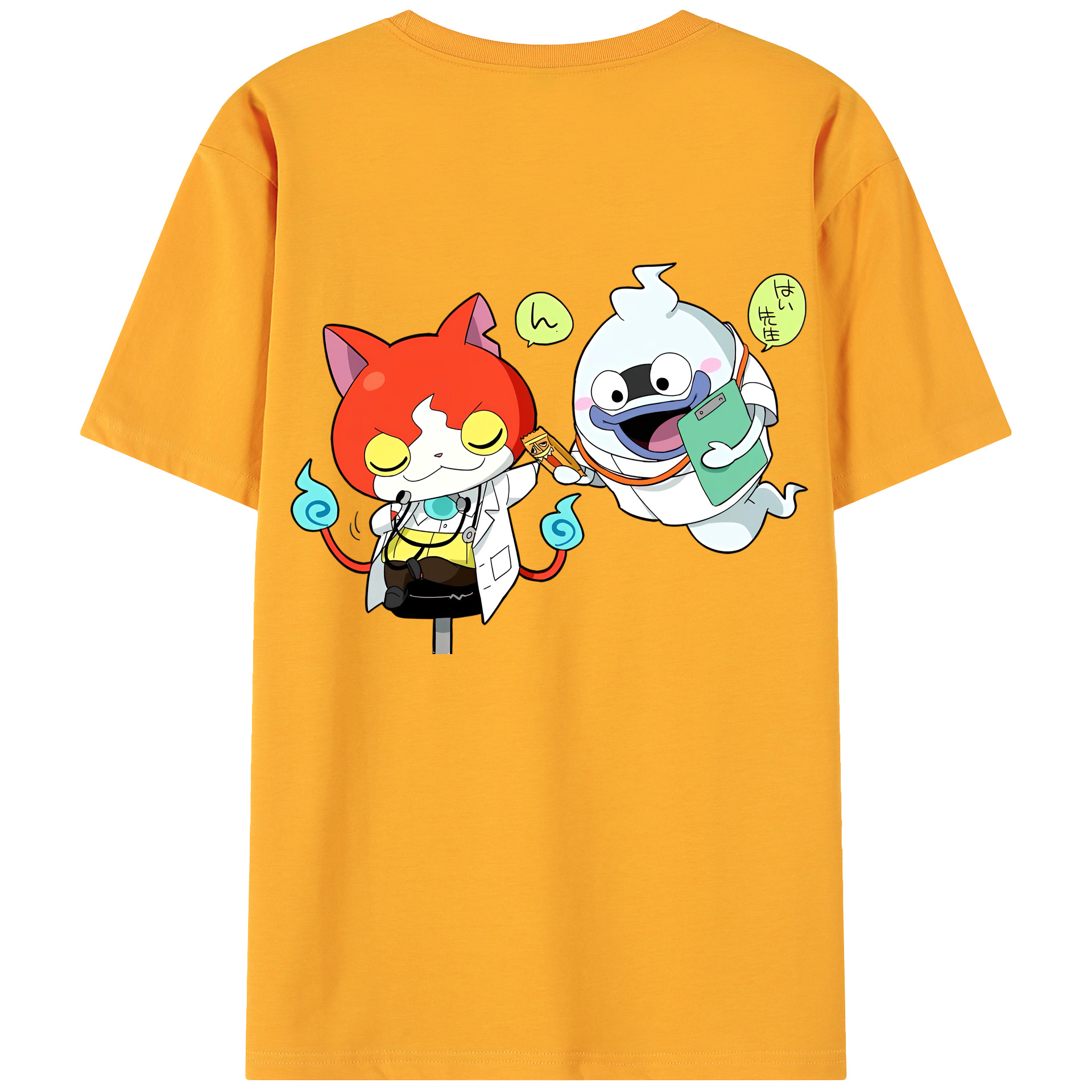 （画像用） 妖怪ウォッチ Yo-kai Watch 綿100％ メンズ半袖Tシャツ（バックプリント） 通気性