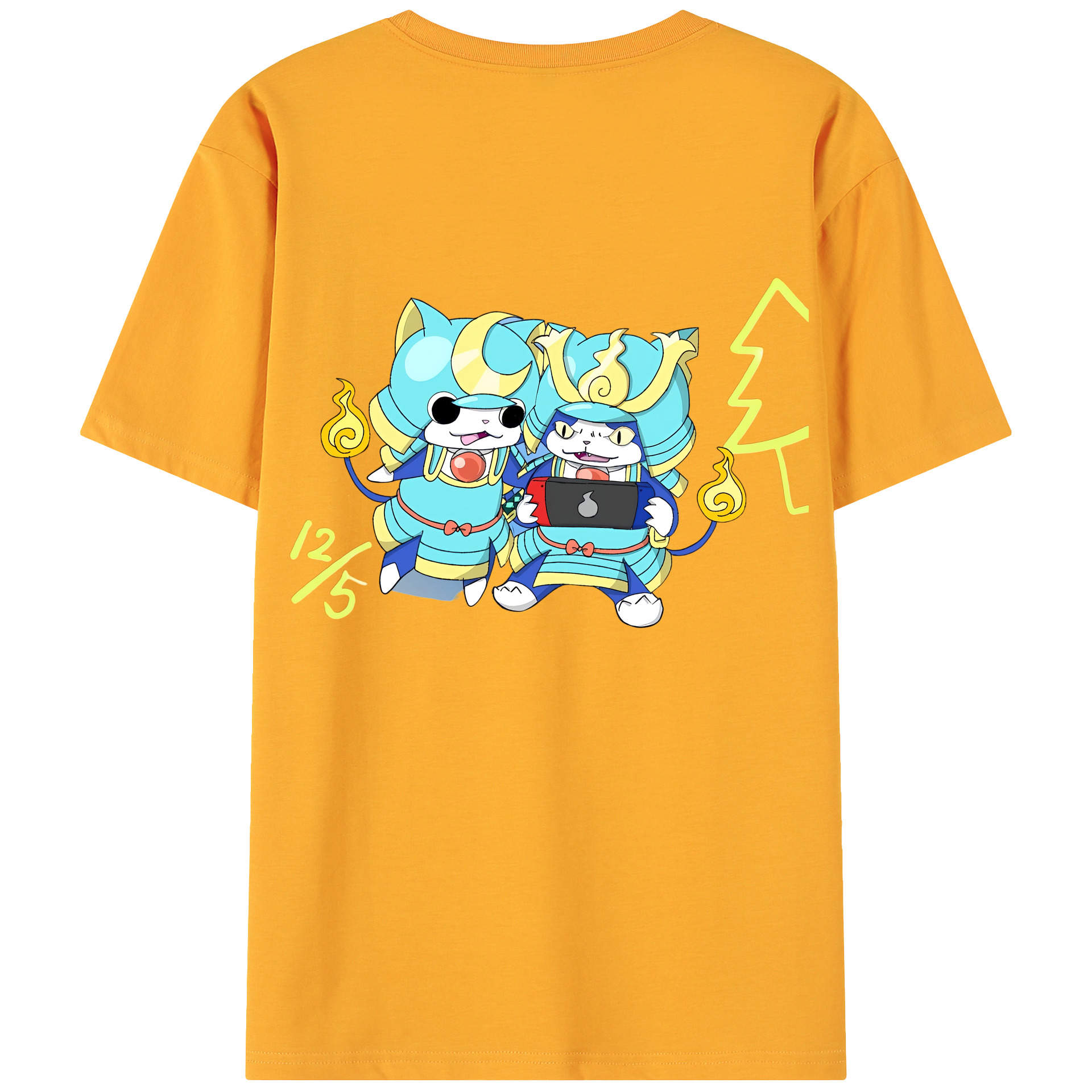 （画像用） 妖怪ウォッチ Yo-kai Watch 綿100％ メンズ半袖Tシャツ（バックプリント） 通気性