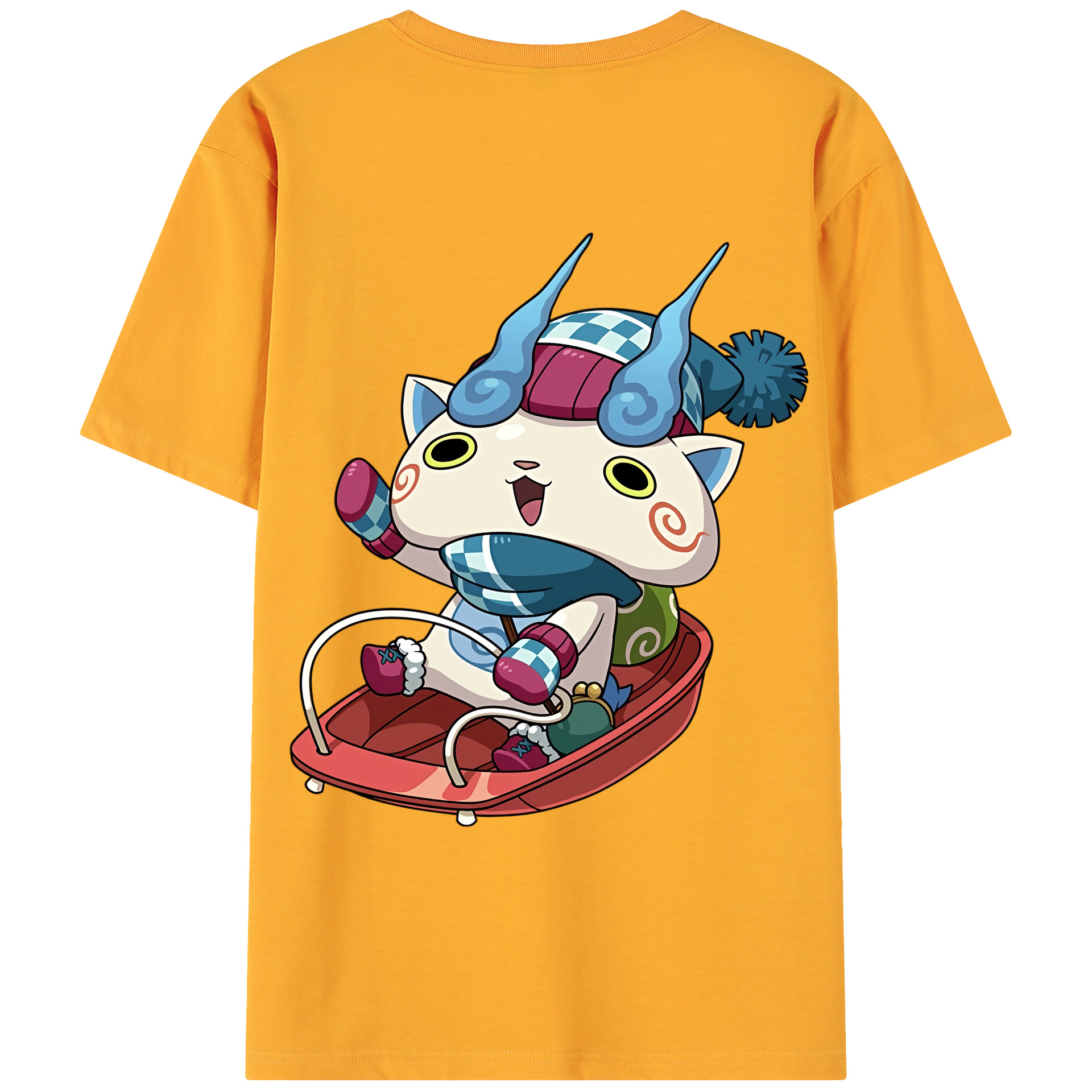（画像用） 妖怪ウォッチ Yo-kai Watch 綿100％ メンズ半袖Tシャツ（バックプリント） 通気性