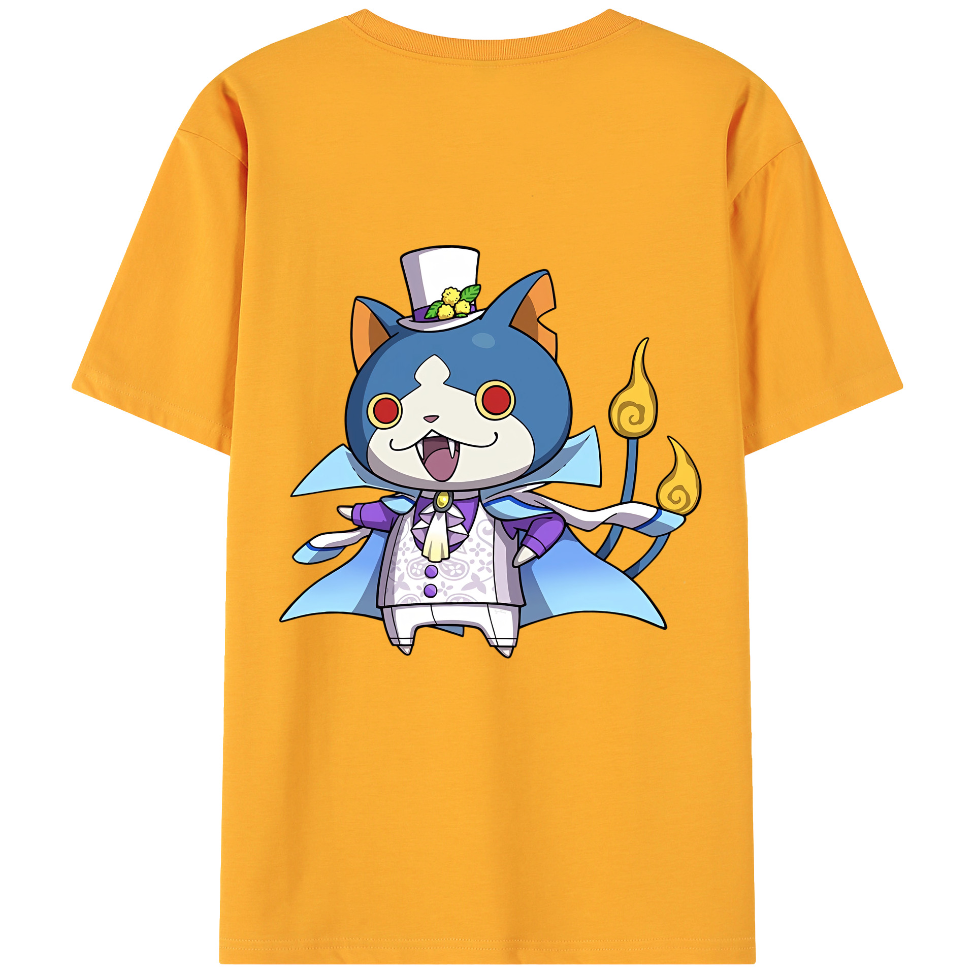 （画像用） 妖怪ウォッチ Yo-kai Watch 綿100％ メンズ半袖Tシャツ（バックプリント） 通気性