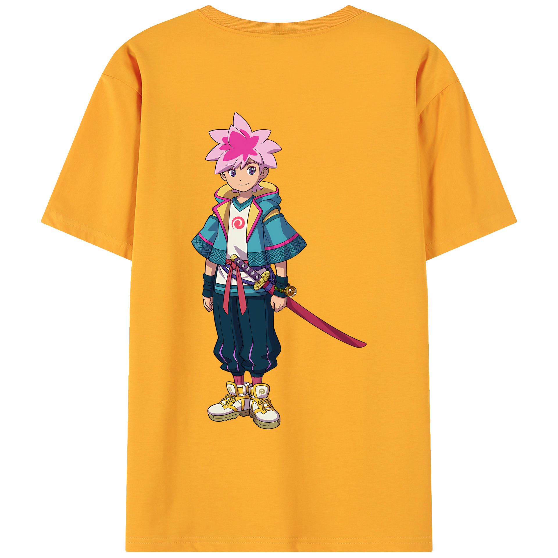 （画像用） 妖怪ウォッチ Yo-kai Watch 綿100％ メンズ半袖Tシャツ（バックプリント） 通気性
