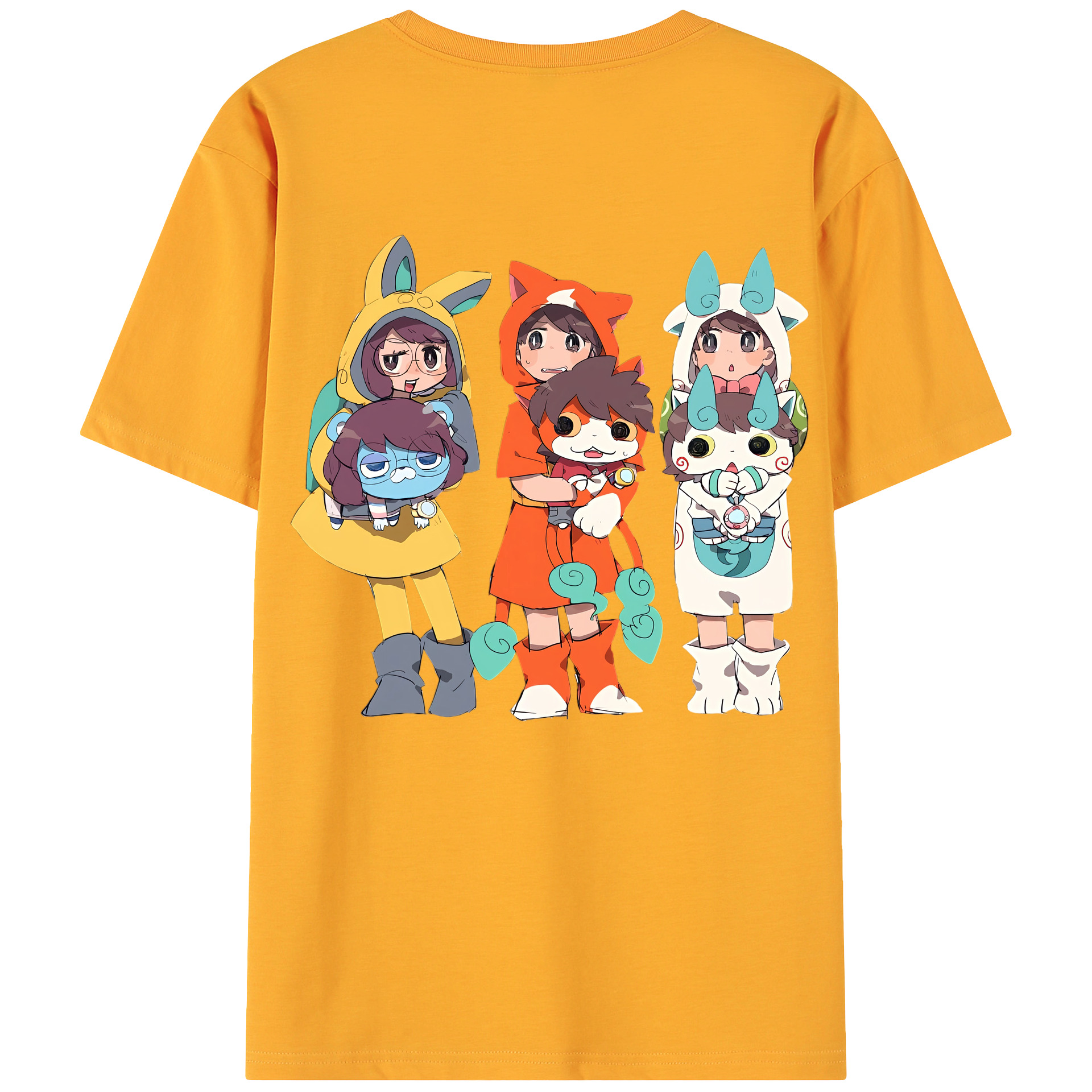 （画像用） 妖怪ウォッチ Yo-kai Watch 綿100％ メンズ半袖Tシャツ（バックプリント） 通気性