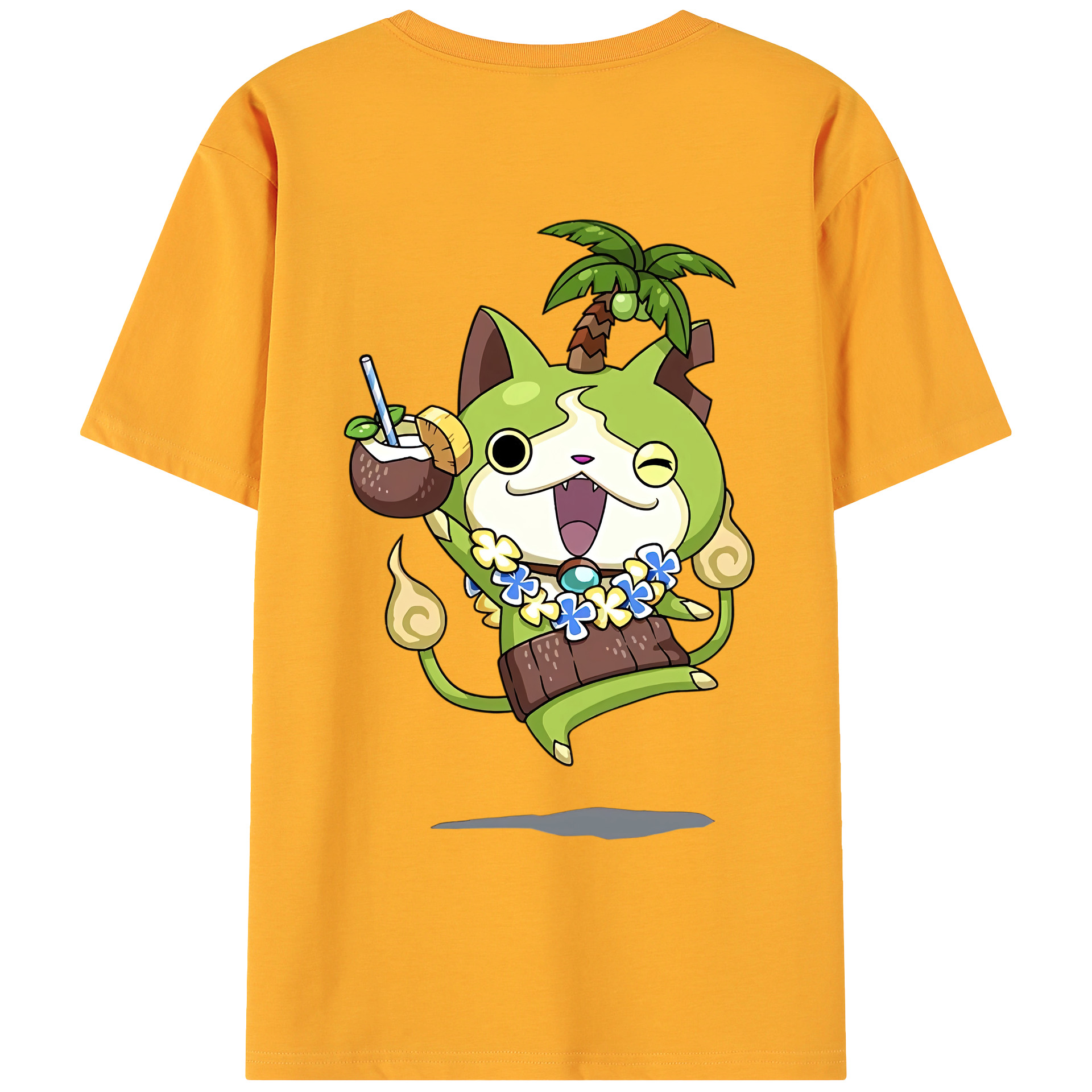（画像用） 妖怪ウォッチ Yo-kai Watch 綿100％ メンズ半袖Tシャツ（バックプリント） 通気性